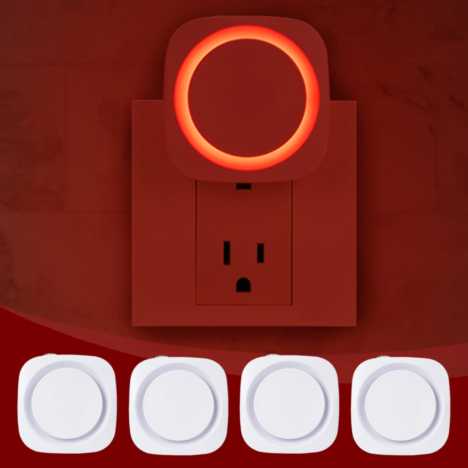 Fusunloh Red Night Lights Plug in to Wall,4 Packs Dimmable Night Light with Auto Dusk to Dawn Sensor,Soft Glow Night Light for B