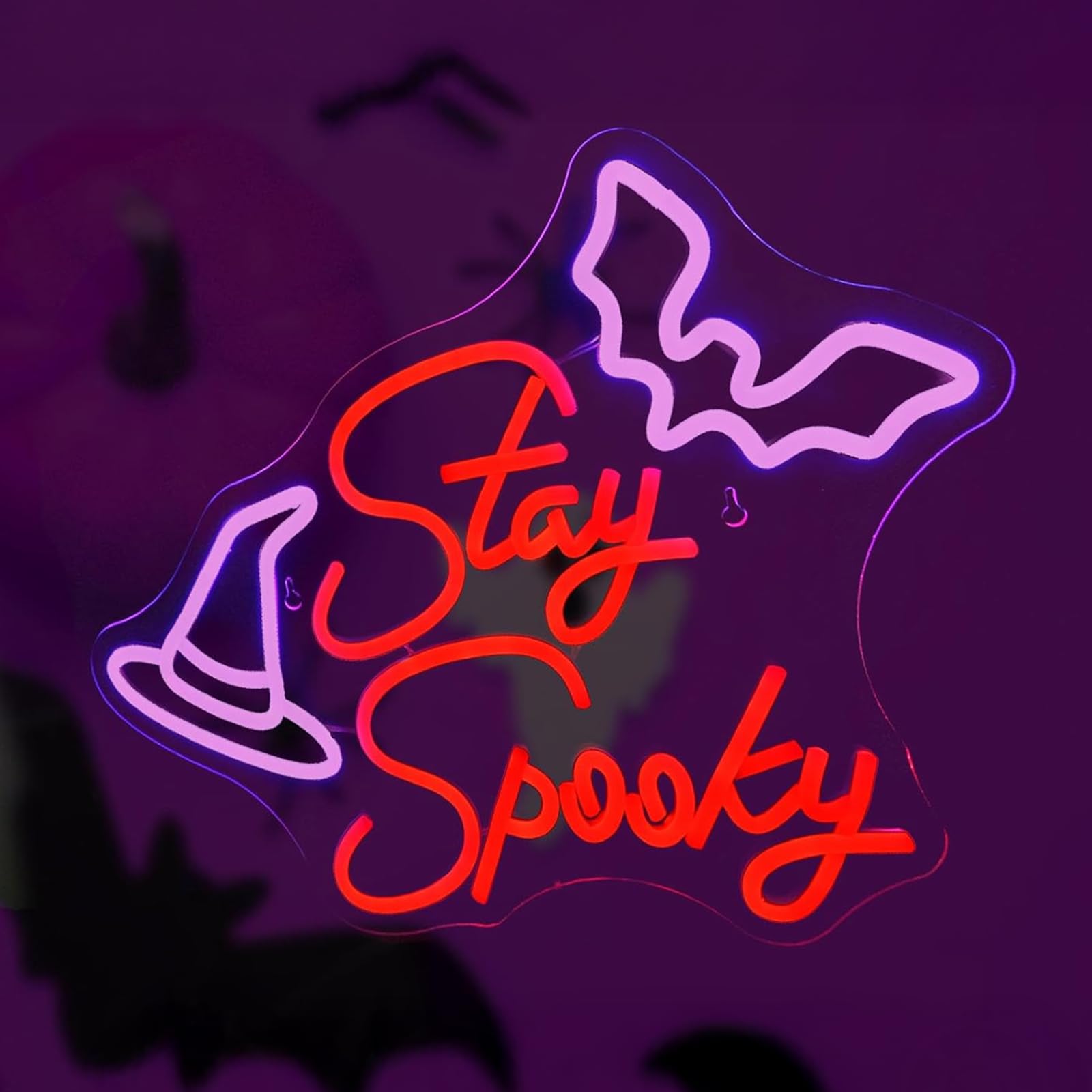 Nxyx Stay Spooky Neon Sign Halloween Led Neon Signs For Wall Decor Dimmable Halloween Hanging Neon Sign For Bedroom Man Cave Home Birthday Party Neon Gift