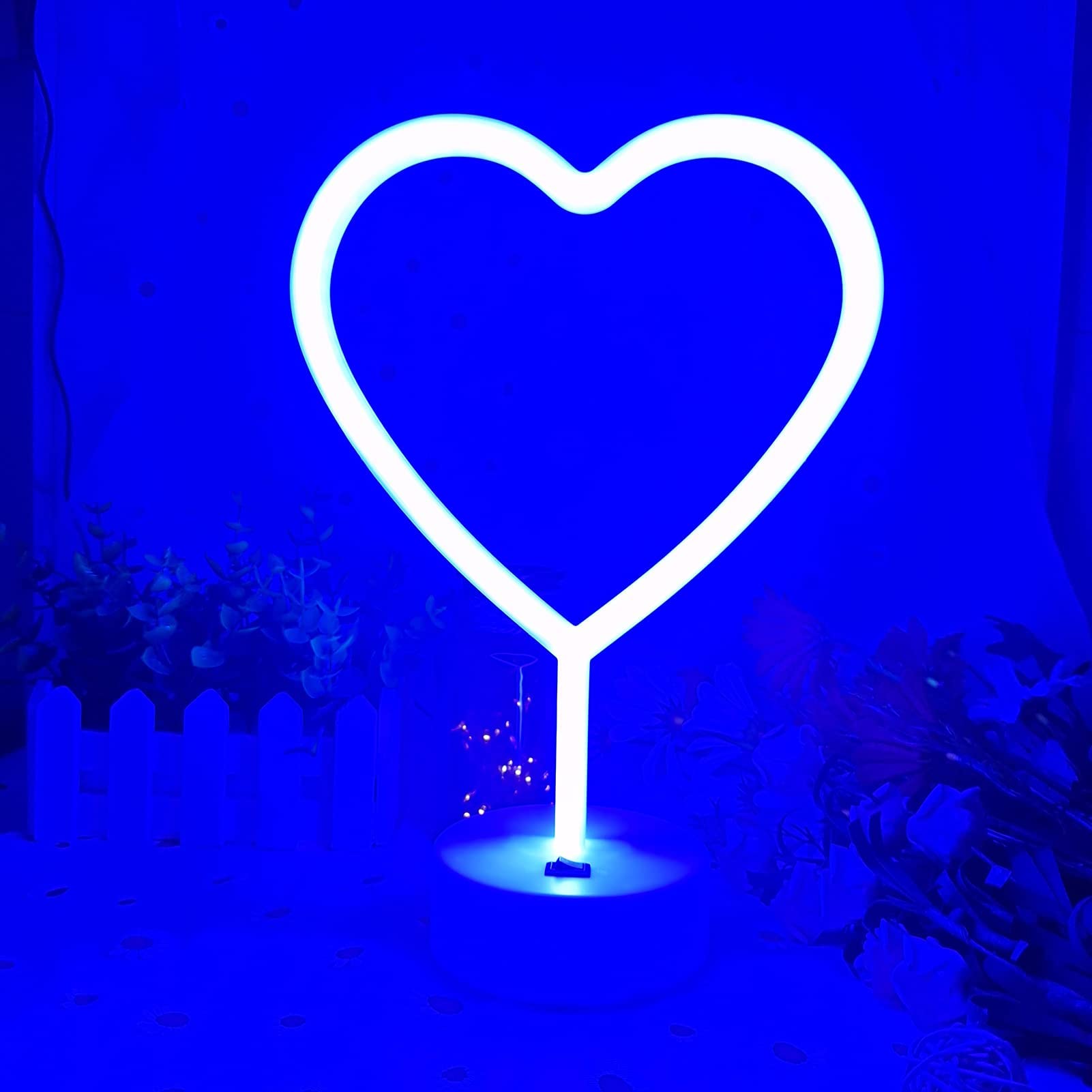 VIFULIN Heart Lights Led Light Sign Heart Shaped Neon Sign Heart, Heart Neon Sign with Base, USB/Battery Powered Heart Sign Hear