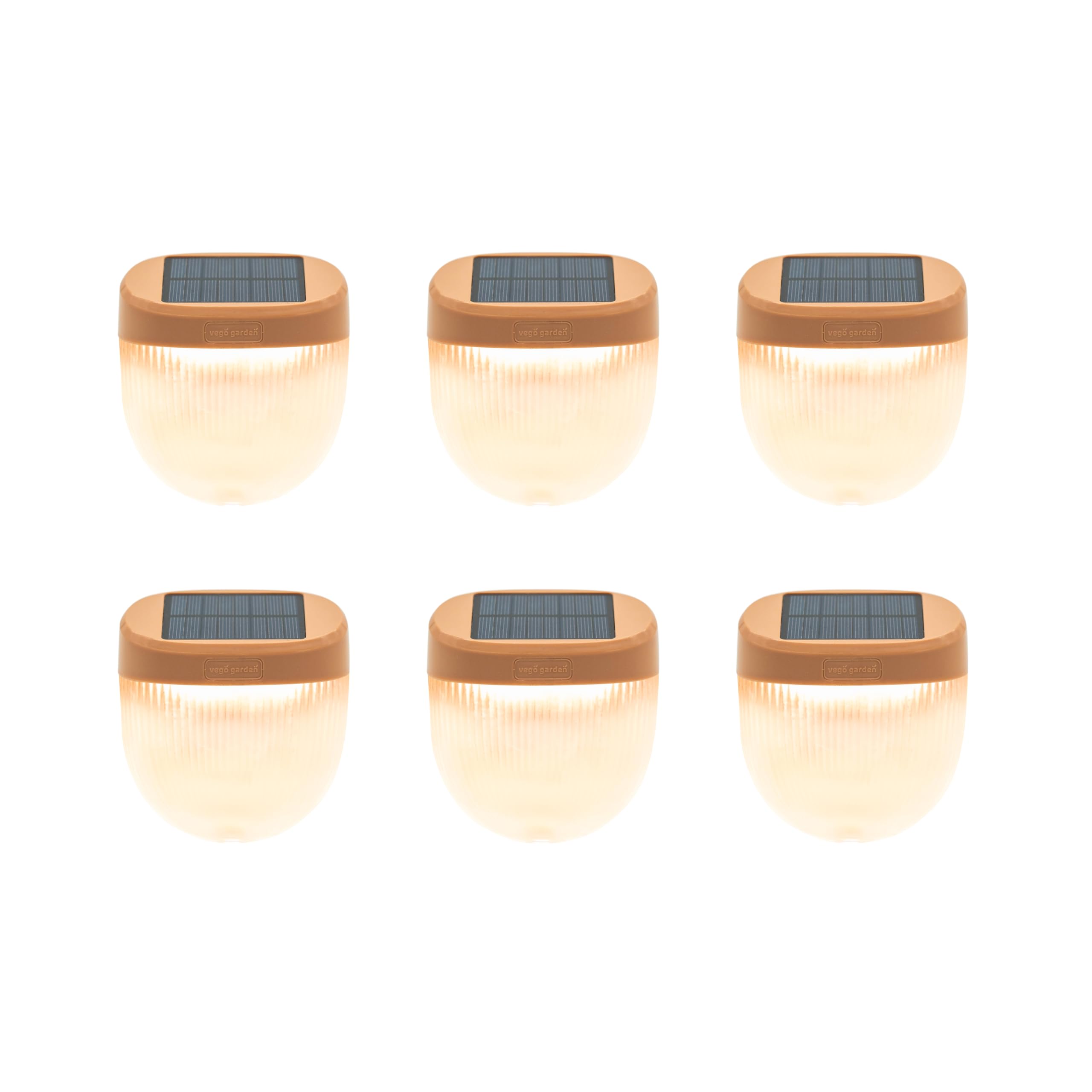 Vego garden Rippled Solar Garden Lights, IPX4 Waterproof, Auto Sensors, 6 Pack, Terra Cotta, Model VSGLPG-2