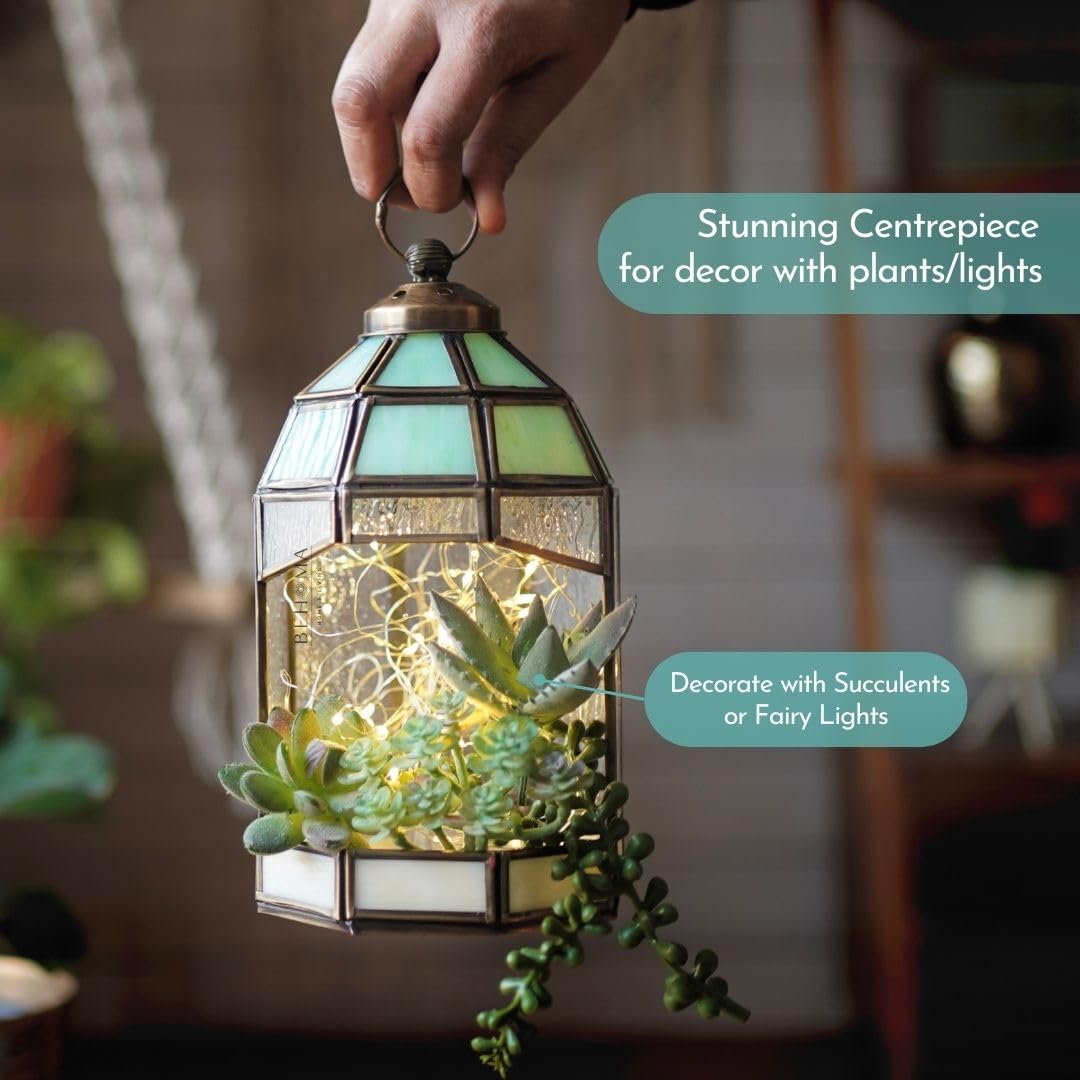 Behoma Hut Temple Lantern for Home Decoration for Table-top, Wall-hanging, Modern Candle & Tealight Holder gifting, Antique Bras