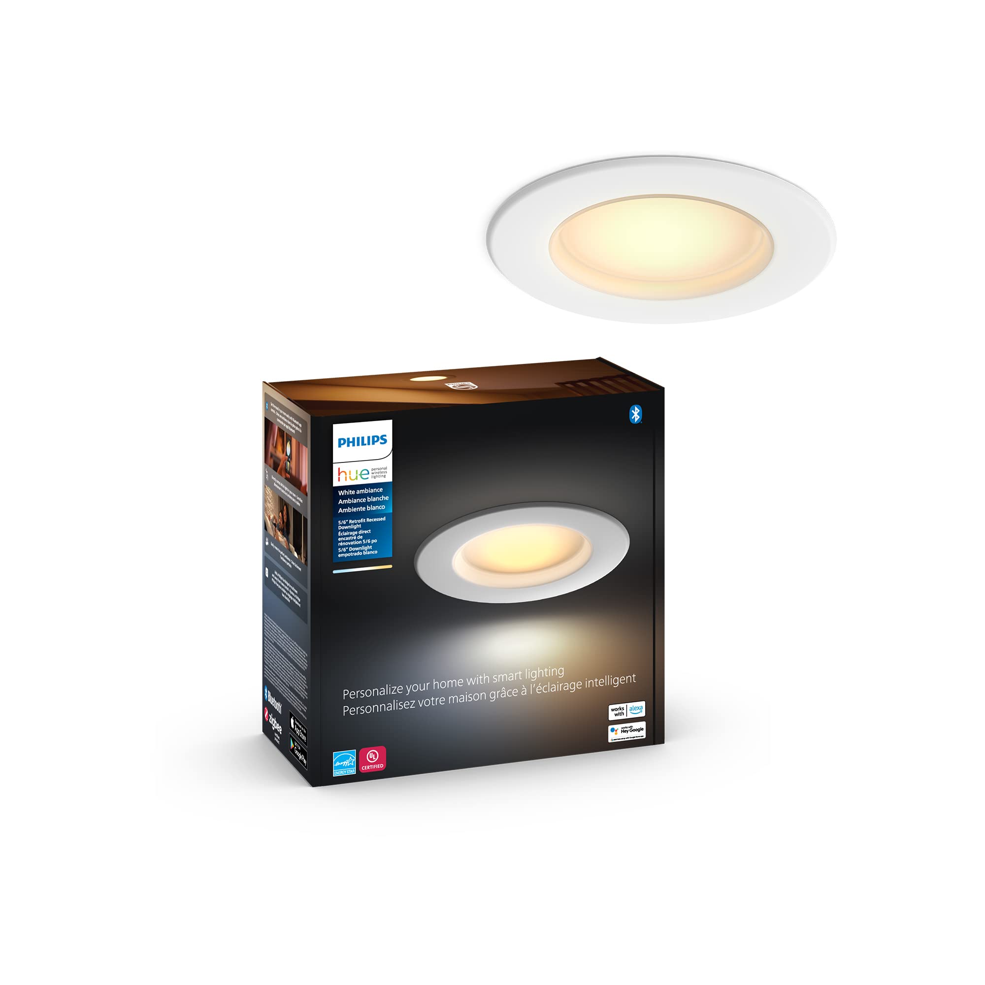 Philips Hue White Ambiance Extra Bright High Lumen Dimmable Led Smart Retrofit Recessed 6'' Downlight Compatible With Amazon Ale
