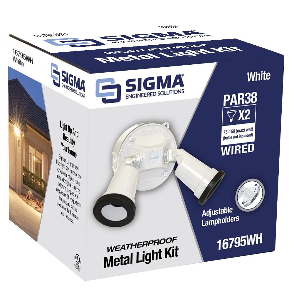 Sigma Engineered Solutions Round Floodlight Kit, 16795WH, White, Metal, Weatherproof
