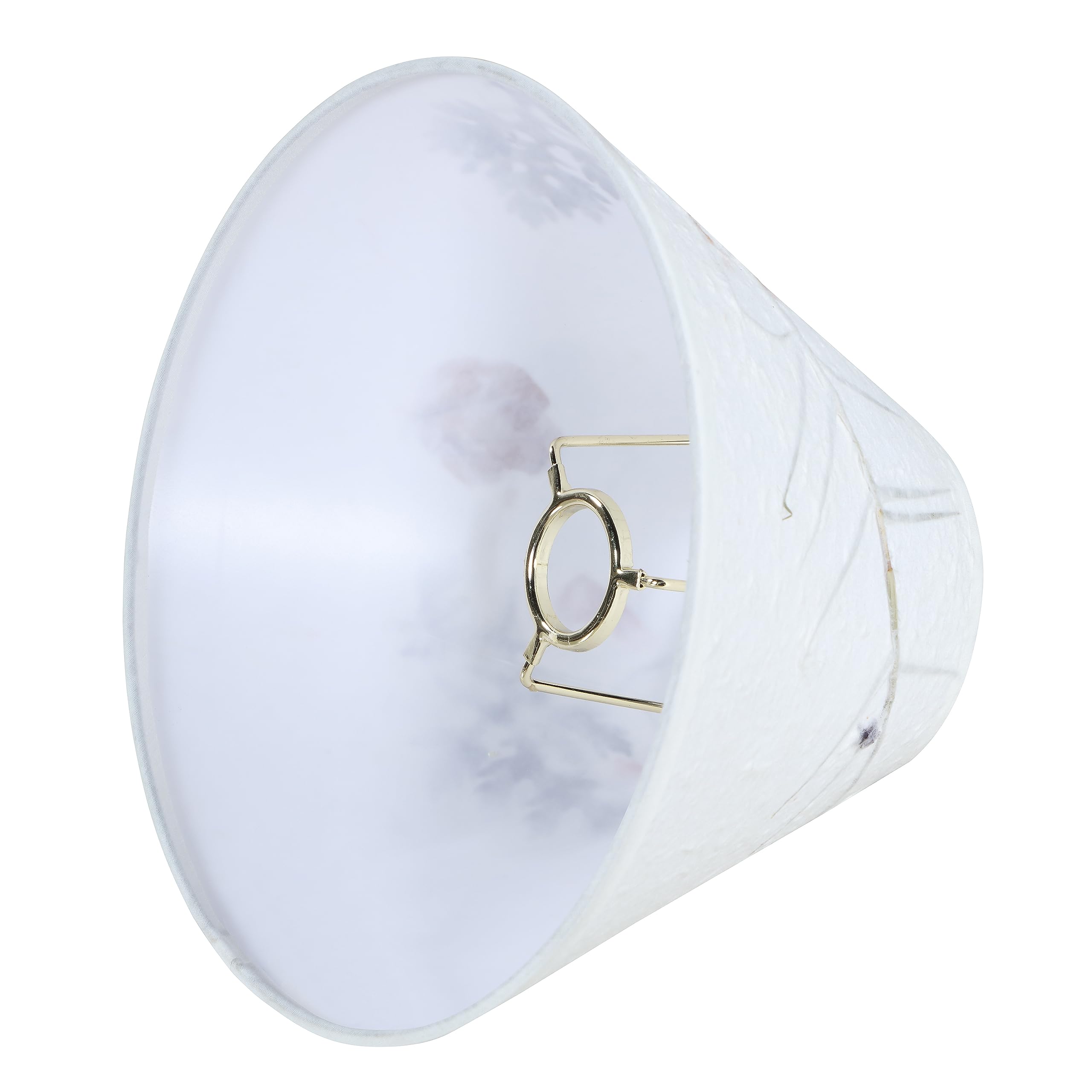 Aspen Creative 56039, Hardback Empire Transitional Uno Lamp Shade, Off White Petal Paper, 4&quot; Top X 10&quot; Bottom X 7&quot; Slant, Slip Uno 33Mm