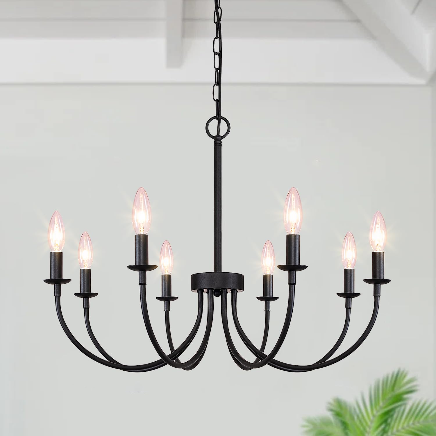 Rviezza 8-Light Black Chandelier  26 Farmhouse Chandelier For Dining Room Lighting Fixtures Hanging  Rustic Candle Modern Chandeliers For Living Room Bedroom Foyer Kitchen(Frosted Black)