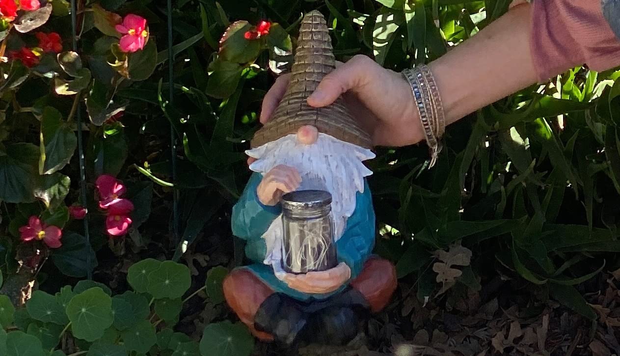 Vp Home Firefly Jar Yard Garden Gnome With Solar Light Great Addition For Your Garden Solar Powered Garden Gnome Christmas Decorations Gifts For Outside Patio Lawn
