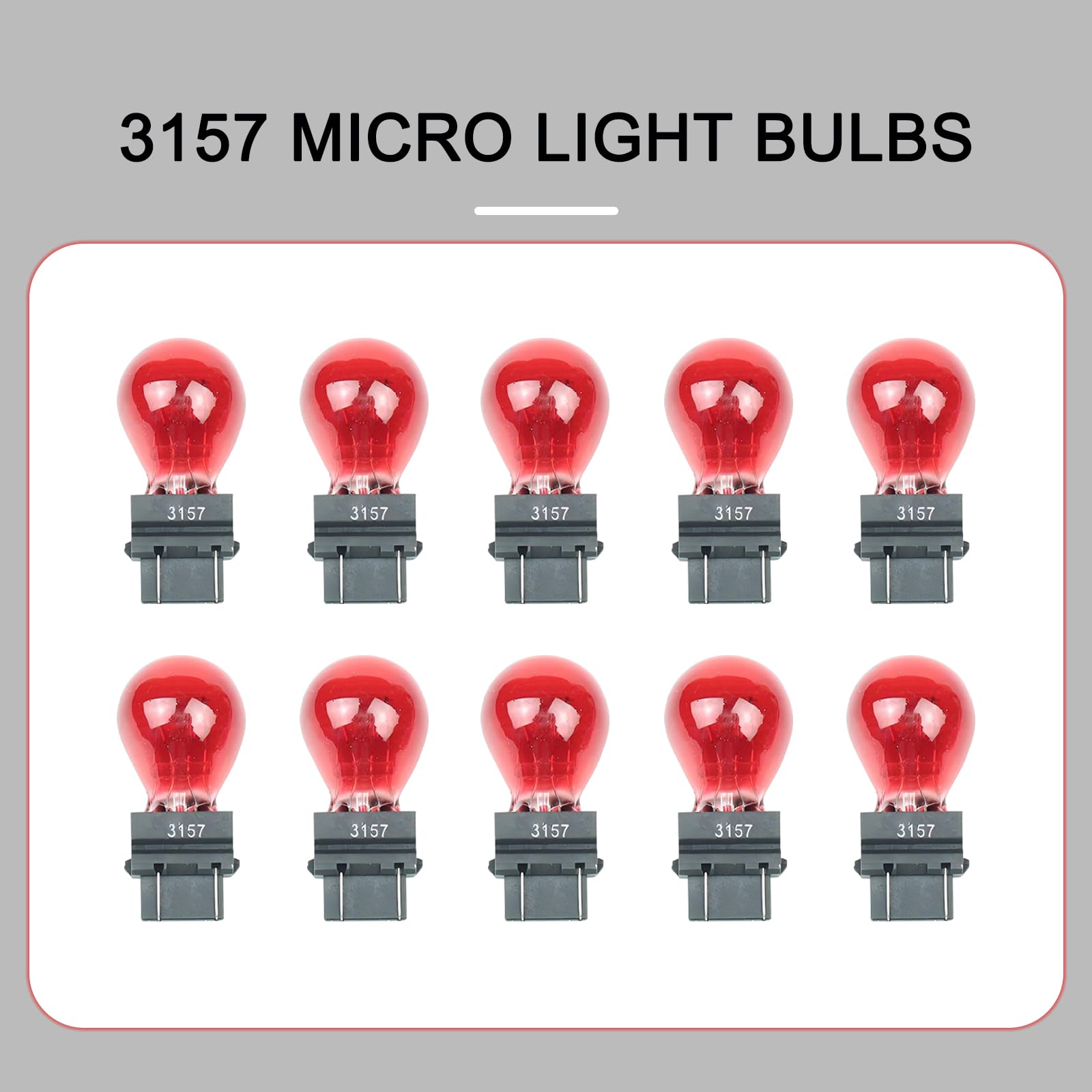 Tesnaao 10 Pack Car Instrument Light Bulb  3157 Brake Light Bulb  12 V 21/5 W Automobile Lighting Replacement Accessory  Universal For Most Cars  Trucks And Vans (Red)