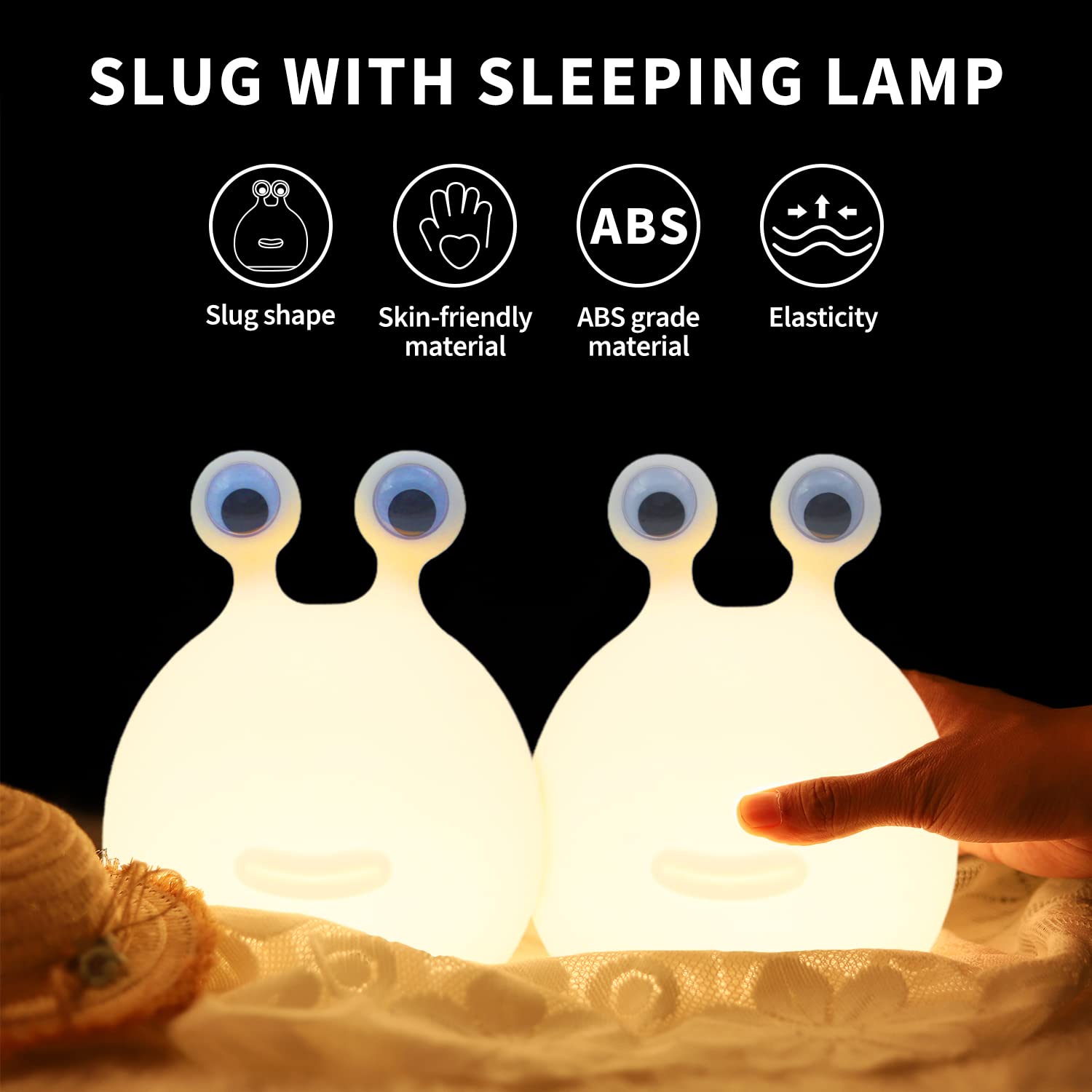 Sailingflo Cute Slug Kids Night Light, Birthday Gifts Room Decor Bedroom Decorations For Baby Child Soft Silicone Lamp Gift Box