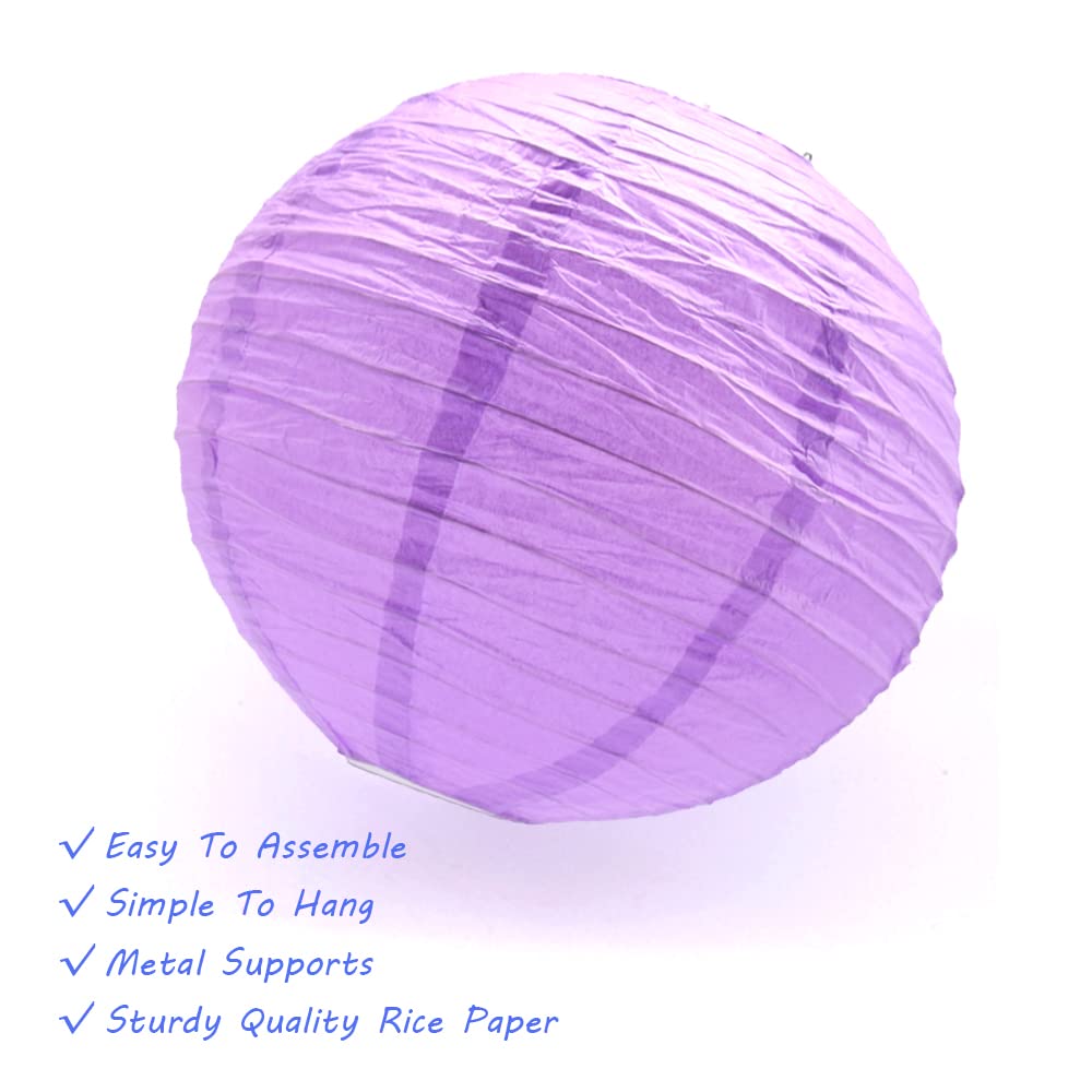 Hocansen 3Pcs Paper Lanterns Decorative Round Chinese Paper Lanterns For Birthday Halloween Wedding Baby Bridal Shower Home Decor Party Decoration (12In/Light Purple)