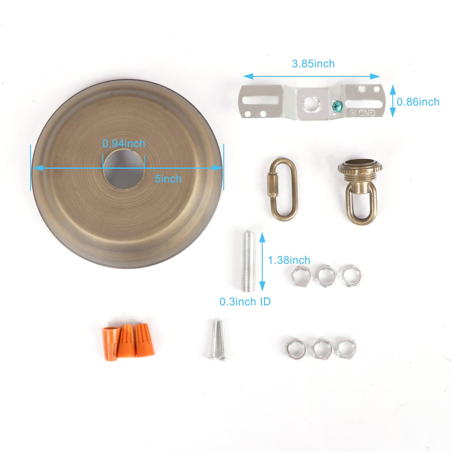 Giluta 5" Light Canopy Kit - Metal Ceiling Plate for Chandeliers, 40 lbs Max Weight, Bronze Finish, Model 610625474768