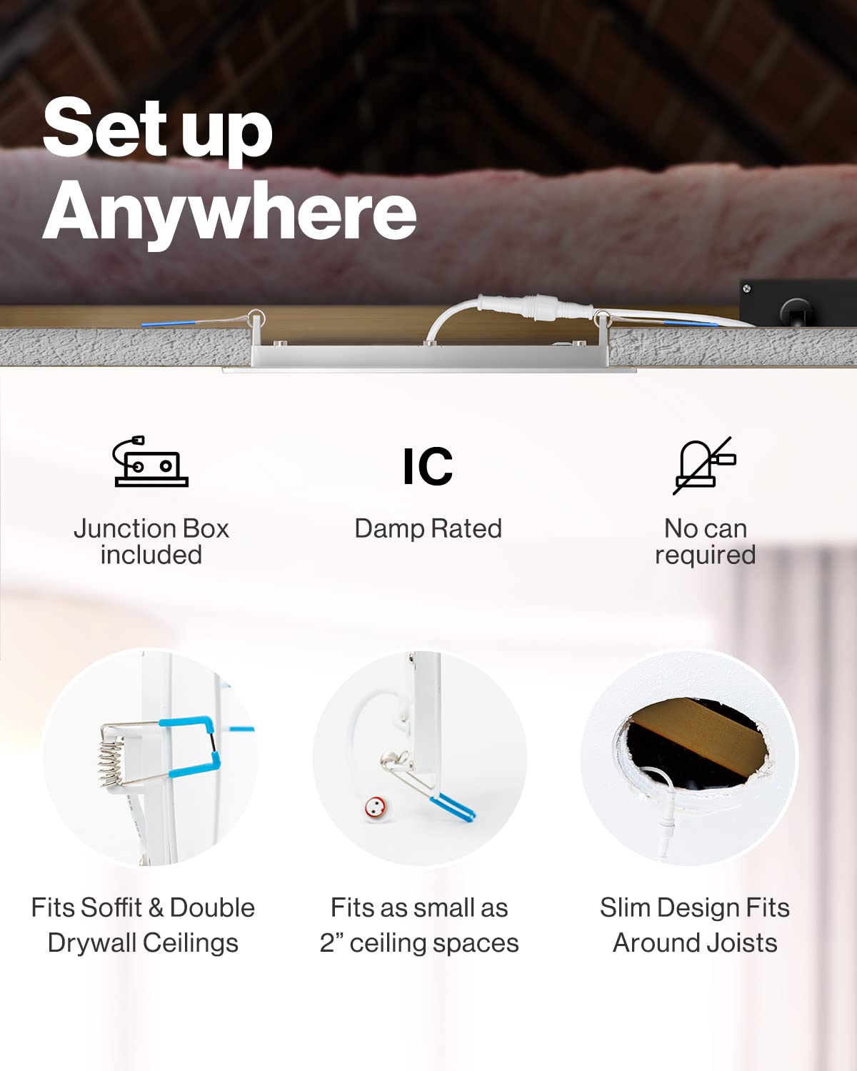 Sunco 6 Pack 6 Inch Ultra Thin Led Recessed Ceiling Lights, 5000K Daylight, Dimmable, 14W, Wafer Thin, Canless With Junction Box - Energy Star