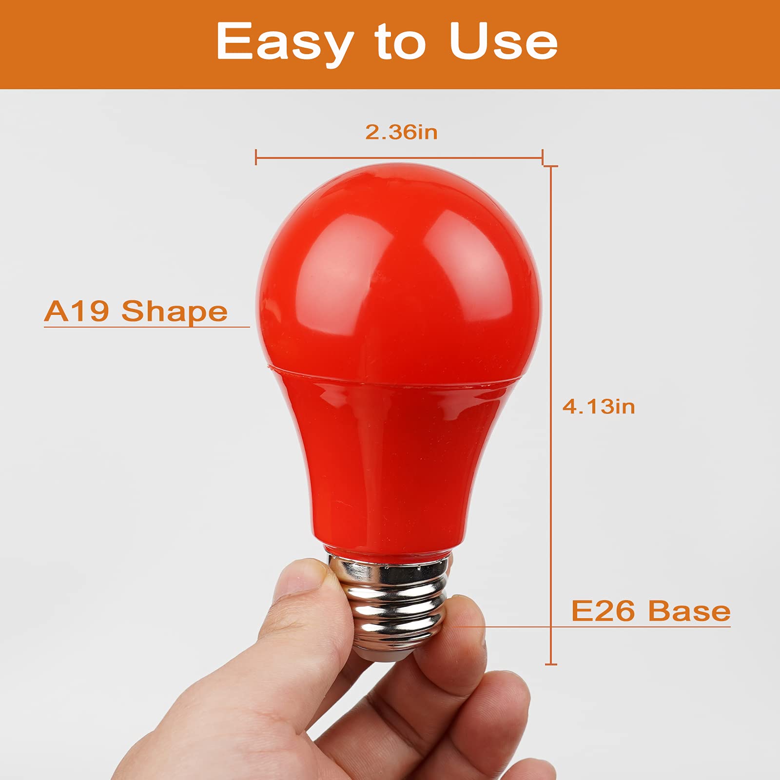 Greenic Red Light Bulbs 9W (60 Watt Equivalent), 120V E26 Base A19 Red Led Lights For Bedroom, Porch, Holiday, Party, Valentine'