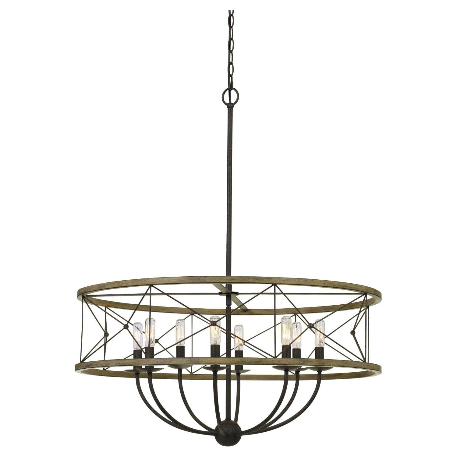 Cal Lighting FX-3685-8 40W X 8 Modica Metal Pendant Fixture (Edison Bulbs Not Included), Distress Ivory/Iron, 36.30x30.00x30.00