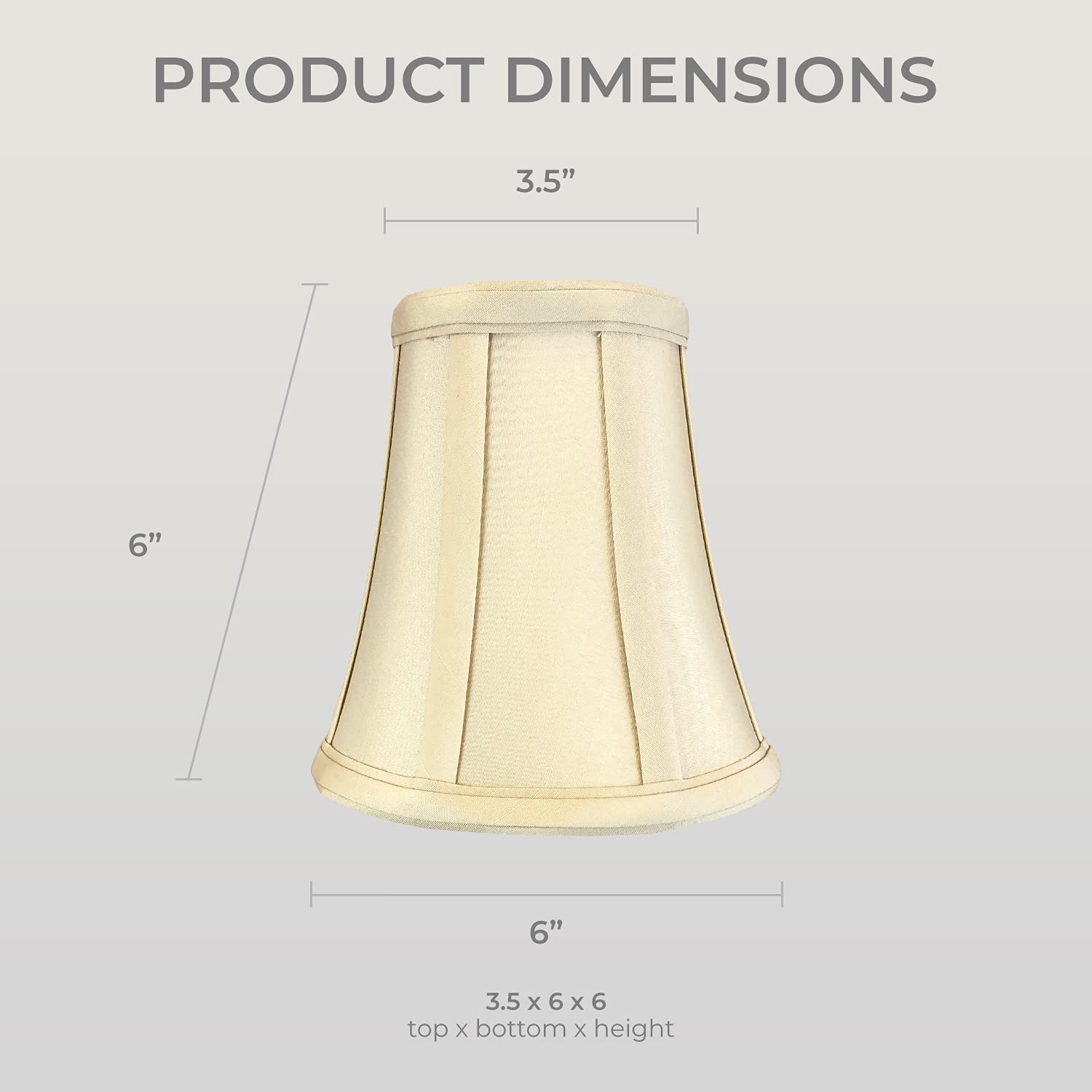 Royal Designs, Inc. True Bell Basic Lamp Shade, Faux Silk, 3.5in x 6in x 6.25in, Beige, Model BSO-704FC-6BG