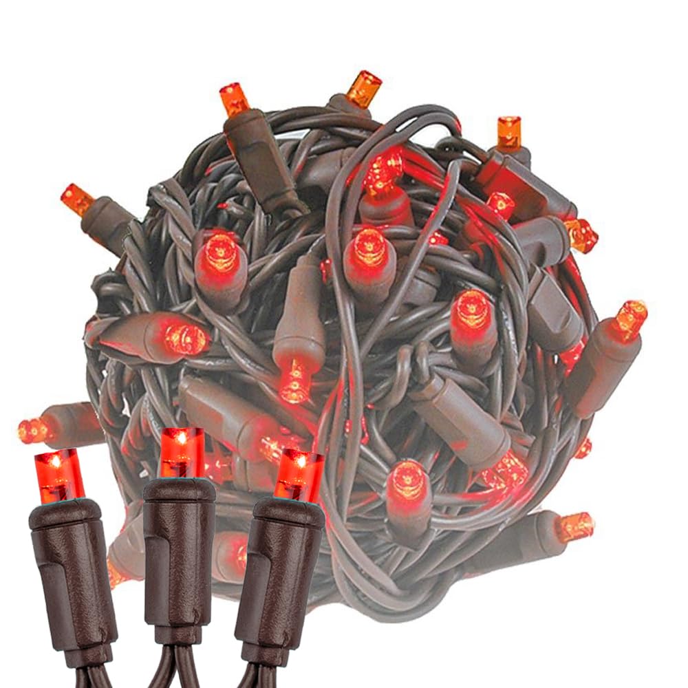 Novelty Lights 34Ft Led String Lights, 100 Bulbs, Red, Commercial Grade, Model Mrd-25B-4, 40,000 Hours Rating, Outdoor Use