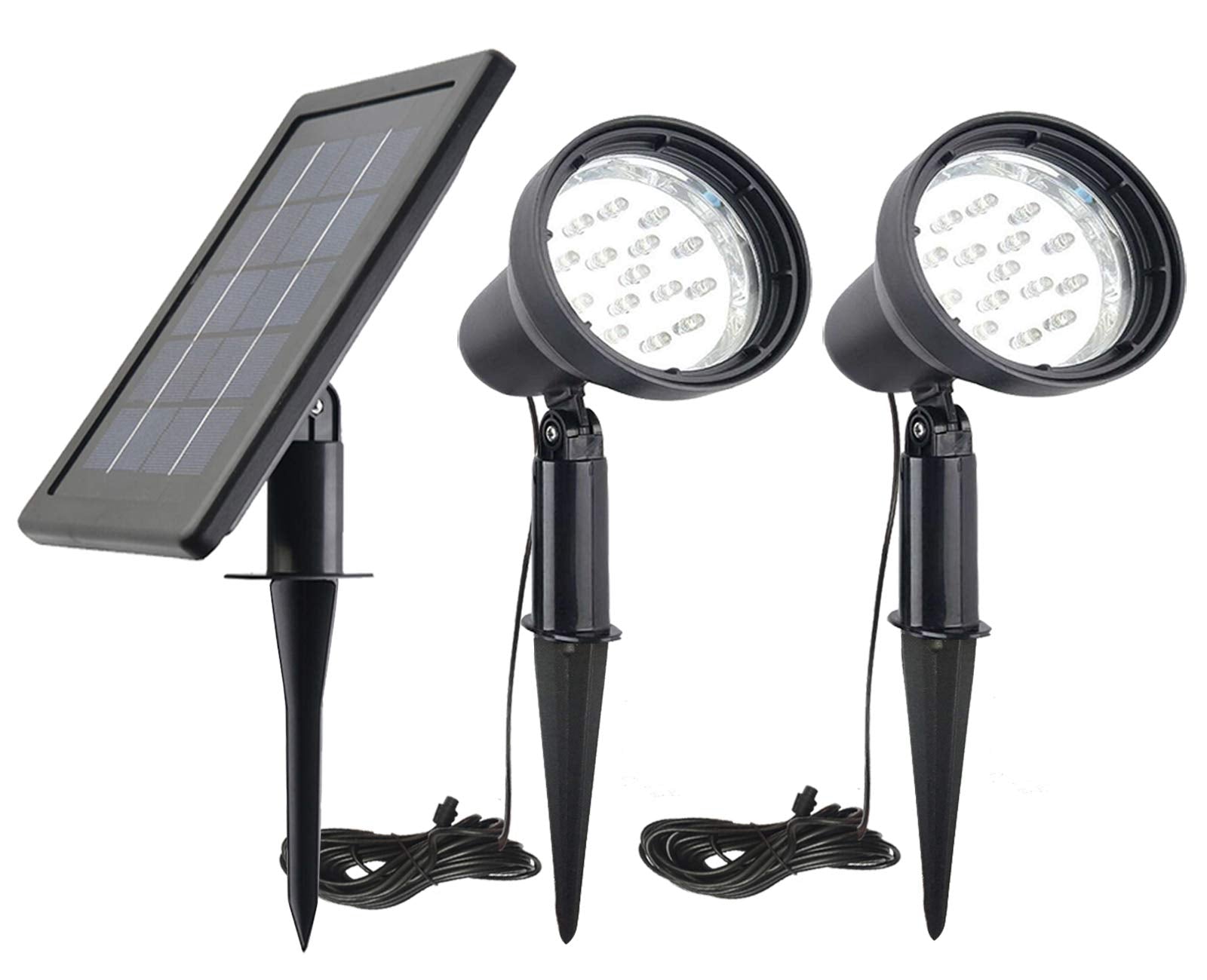 Sunlong Solar Powered Spot Lights - Waterproof 2-In-1 Adjustable Brightness For Yard, Flagpole, Landscape - 2 X Spots, White, Model Slsp00