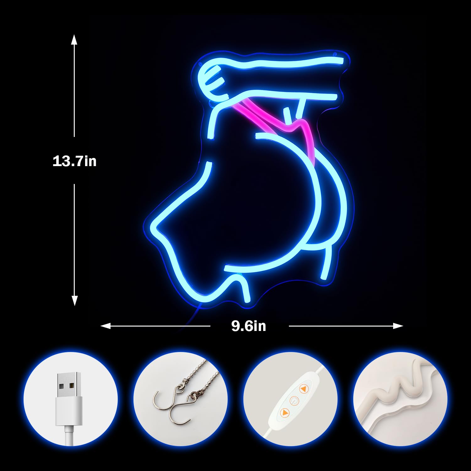 Lady Back Neon Sign for Wall Decor Dimmable Lady Neon Signs for Man Cave Butt Shaped Sexy Led Sign for Bedroom Neon Woman Sign G