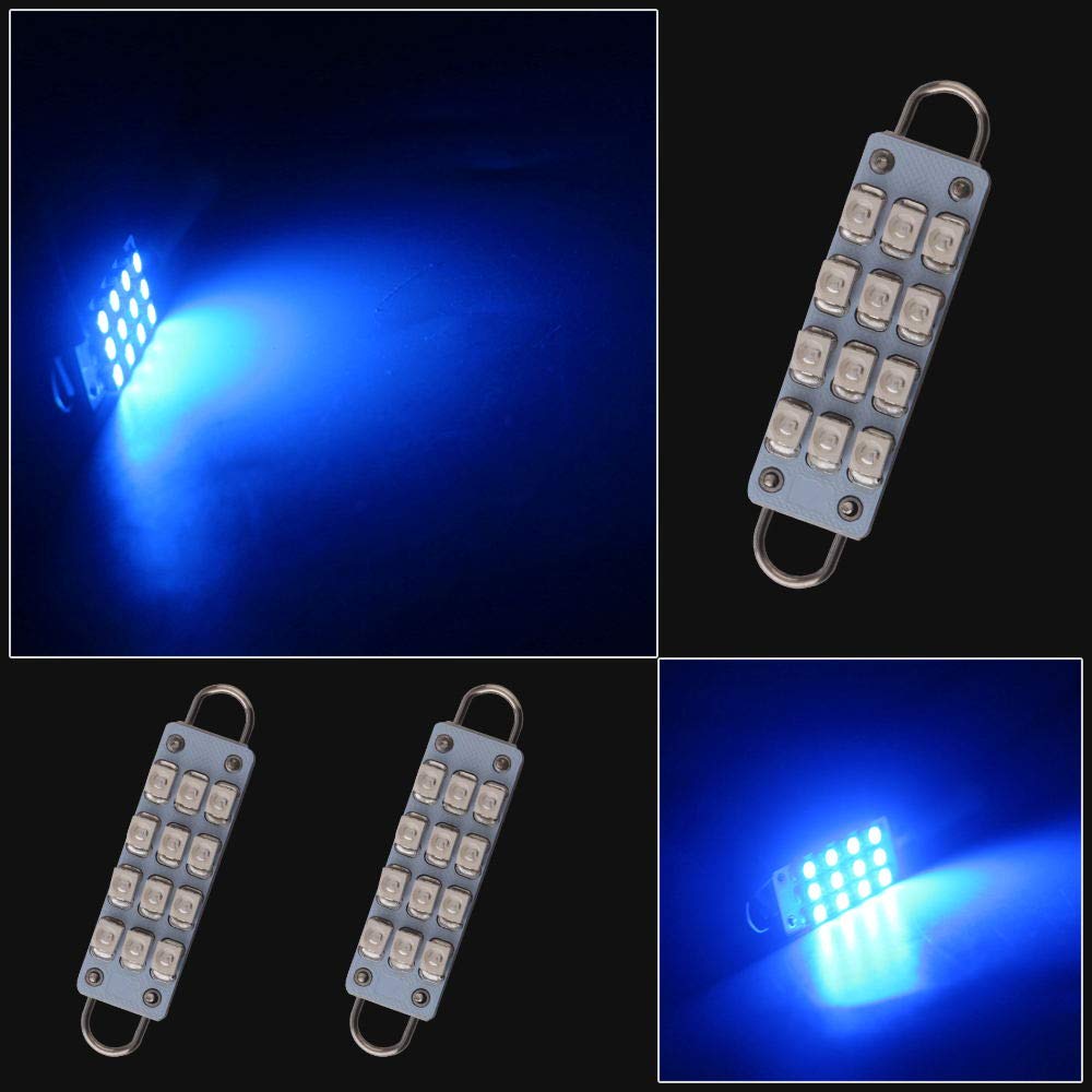 Grandview 4-Pack LED Festoon Bulbs 12-SMD 1210 3528 for Car Interior Light Dome Map Door Courtesy Lights Blue