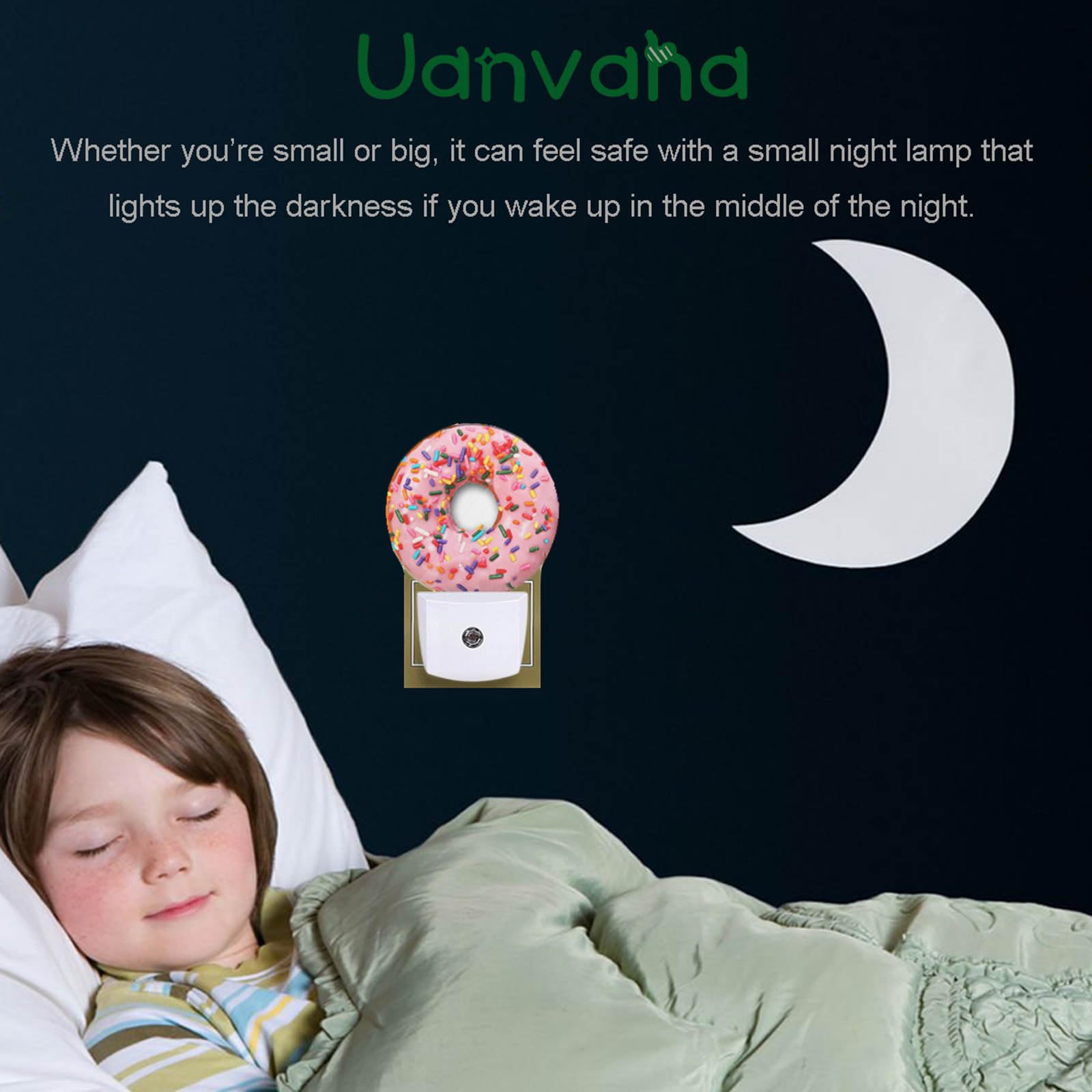 Uanvaha Pink Donut Decorative Night Lights Sweets Dessert Snacks Donut With Sprinkles Night Light Plug In Auto Sensor Led Lamp W