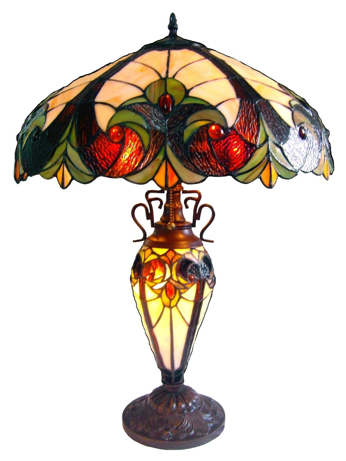 Chloe Lighting Liaison Tiffany-Style 3 Light Victorian Double Lit Table Lamp 18&quot; Shade