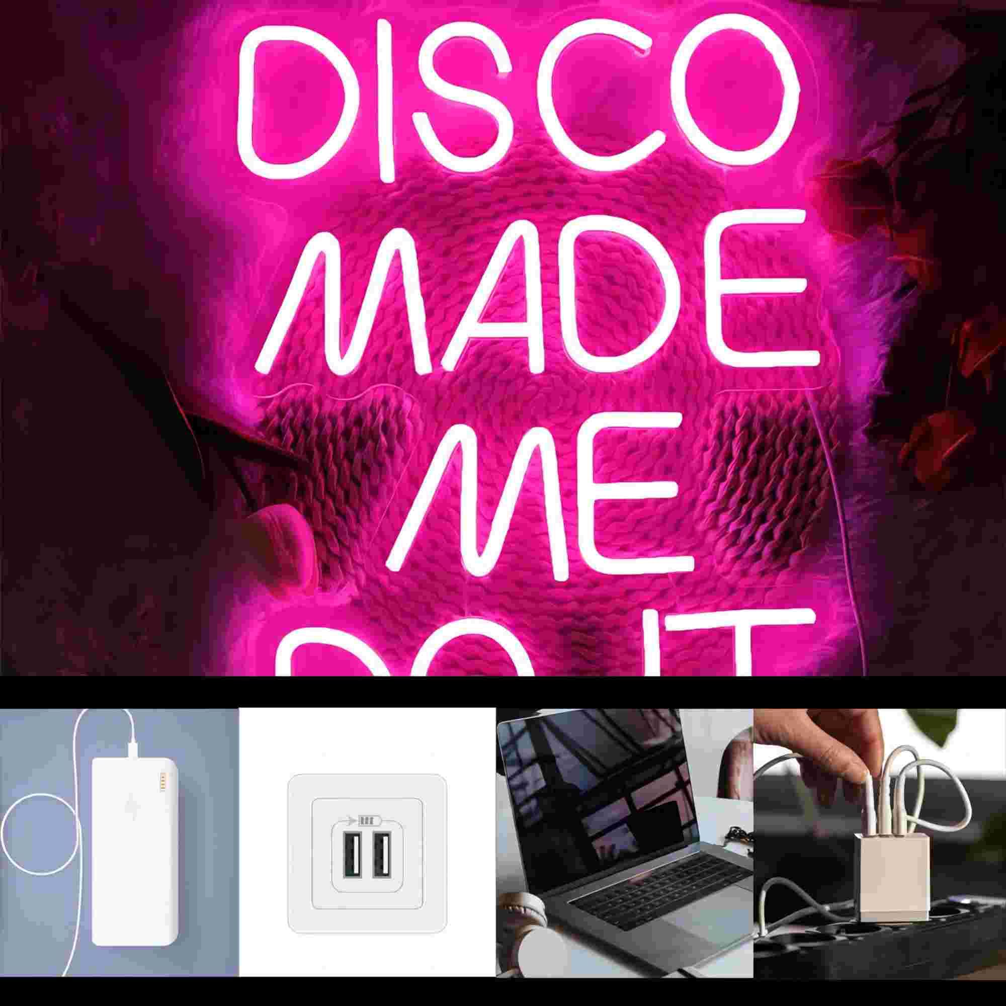 Disco Made Me Do It Led Neon Light Signs For Wall Decor  Pink Neon Light Signs For Bedroom Bachelorette Party Birthday Wedding Engagement Party Bar Club Neon Sign Art Gift(12.4 * 16.1In)