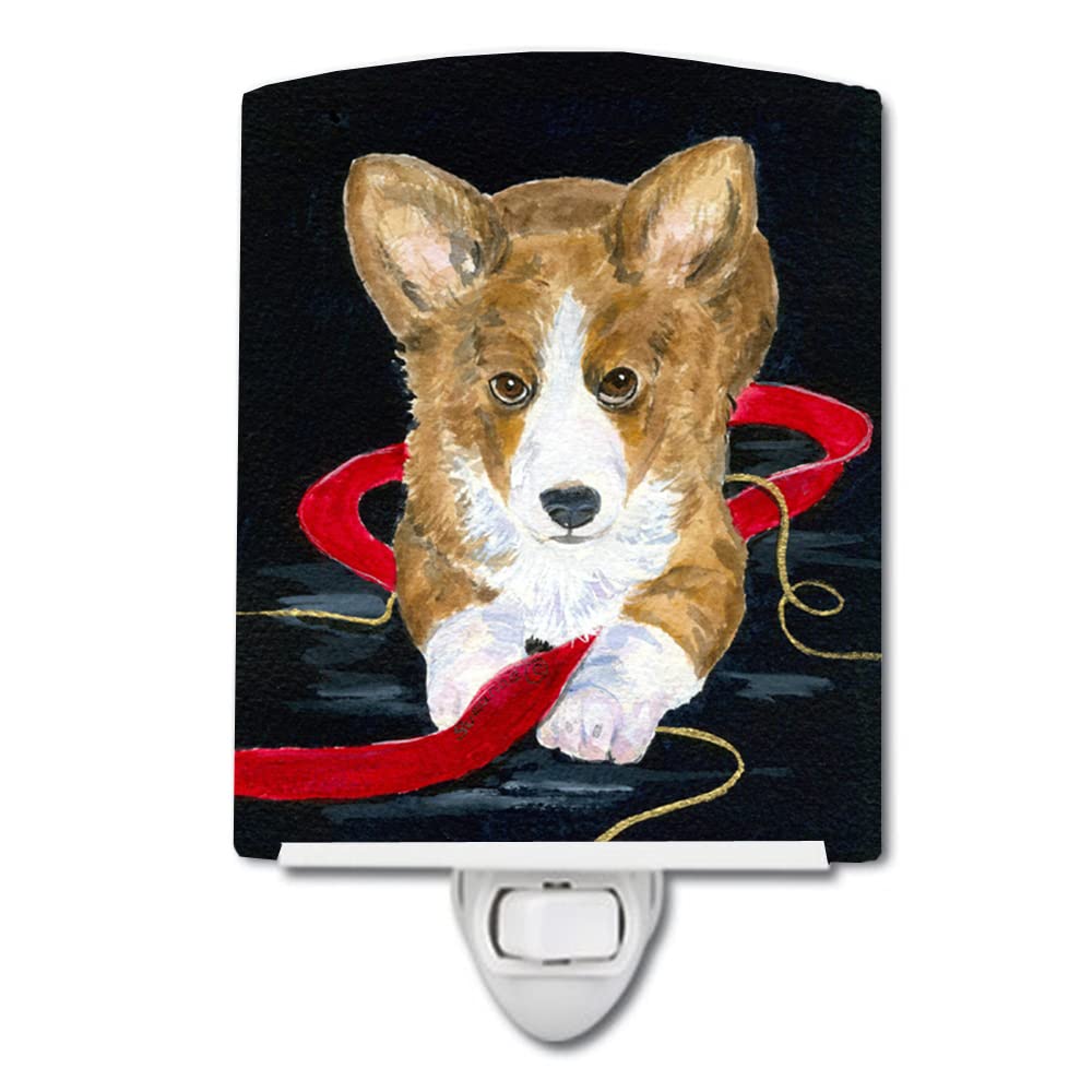 Caroline'S Treasures Ss8570Cnl Corgi Ceramic Night Light Compact, Ul-Certified, Ideal For Bedroom, Bathroom, Nursery, Hallway, Kitchen, 6X4X3, Multicolor