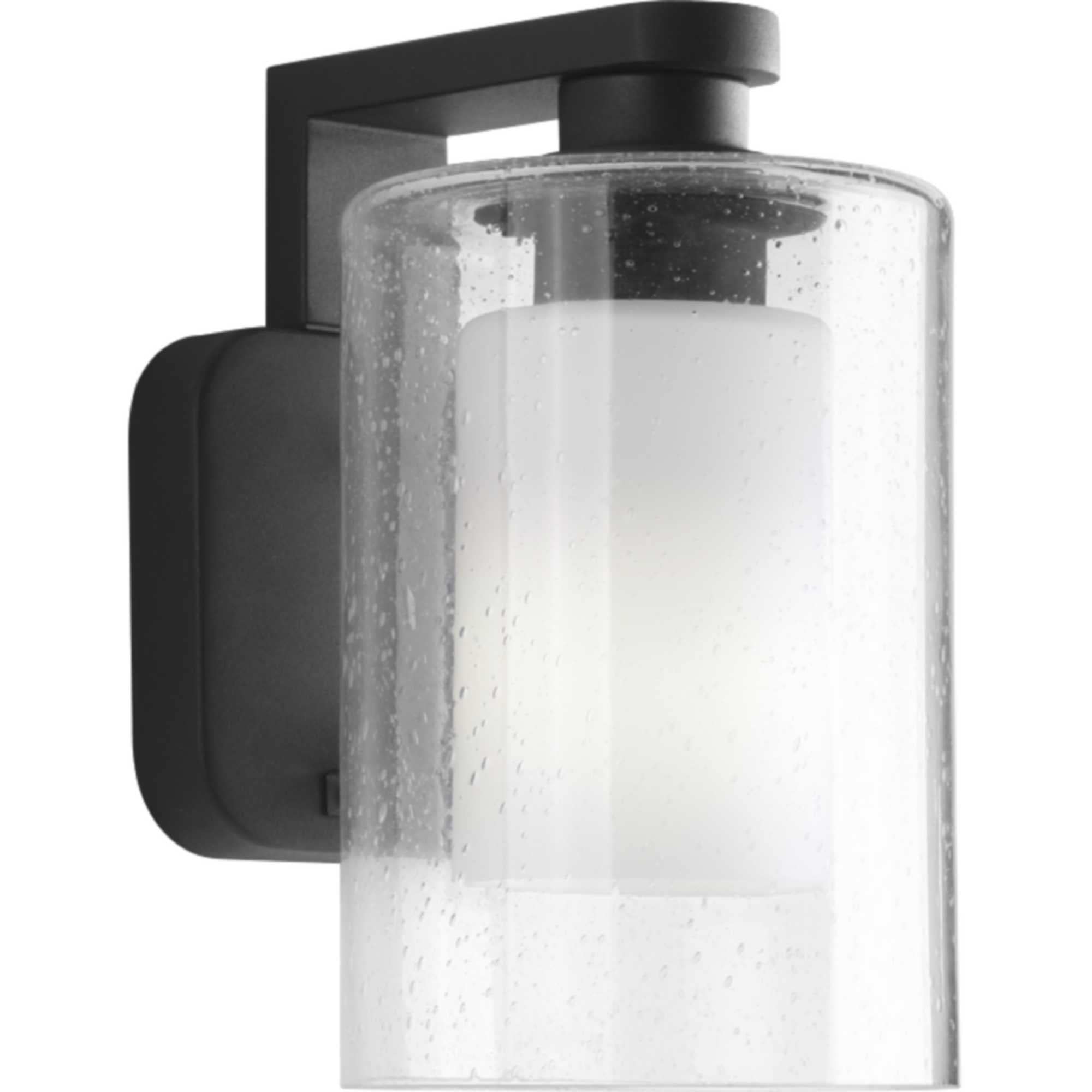 Progress Lighting Compel 1-Light Outdoor Wall Lantern, Black Aluminum, 6in Clear Seeded Glass, Model P6038-31