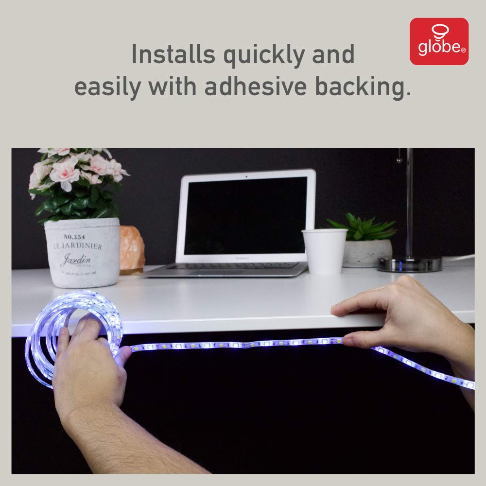 Globe Electric Smart Strip Light, 16.4 ft, Multi-Color, 300 Lumens, Model 50053, Plastic