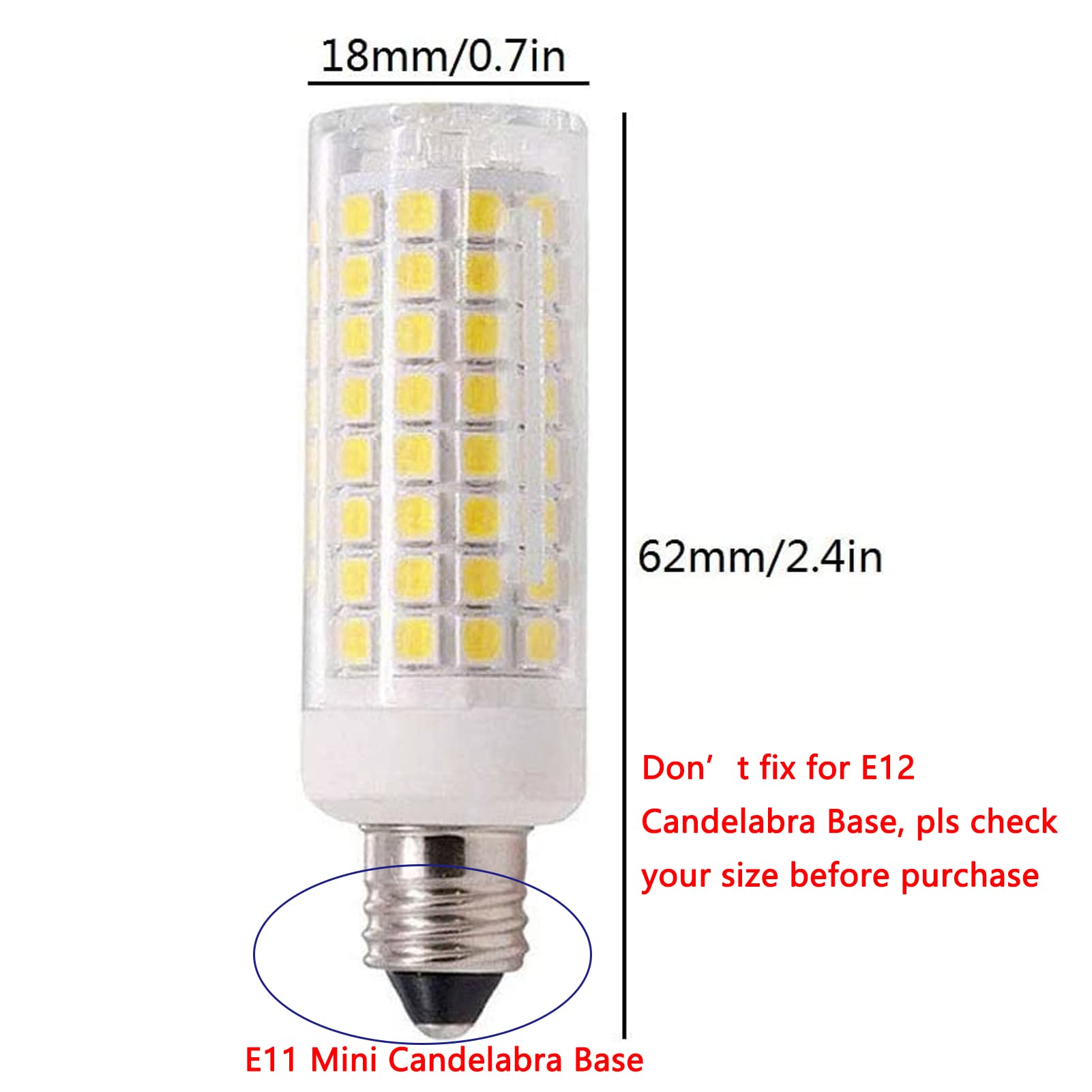 Lxcom Lighting Dimmable E11 LED Corn Bulb 10W Ceramic 4000K Natural White - 6 Pack for Chandeliers & Cabinet Lighting