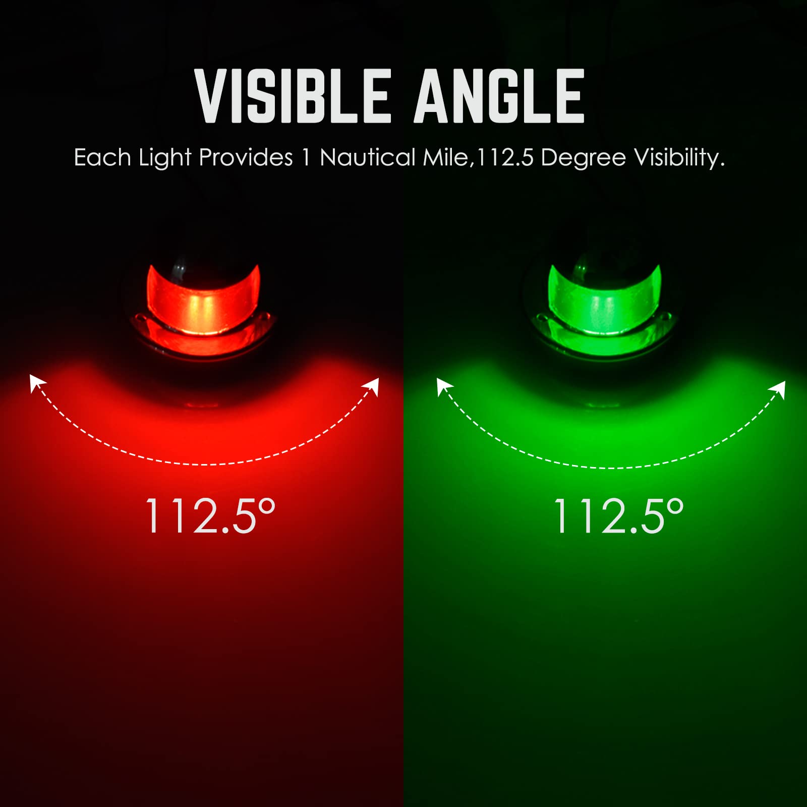 Acelane LED Navigation Lights - Red & Green Marine Signal Lights, 12V Stainless Steel, for Boating & Yachts (ACE-01)