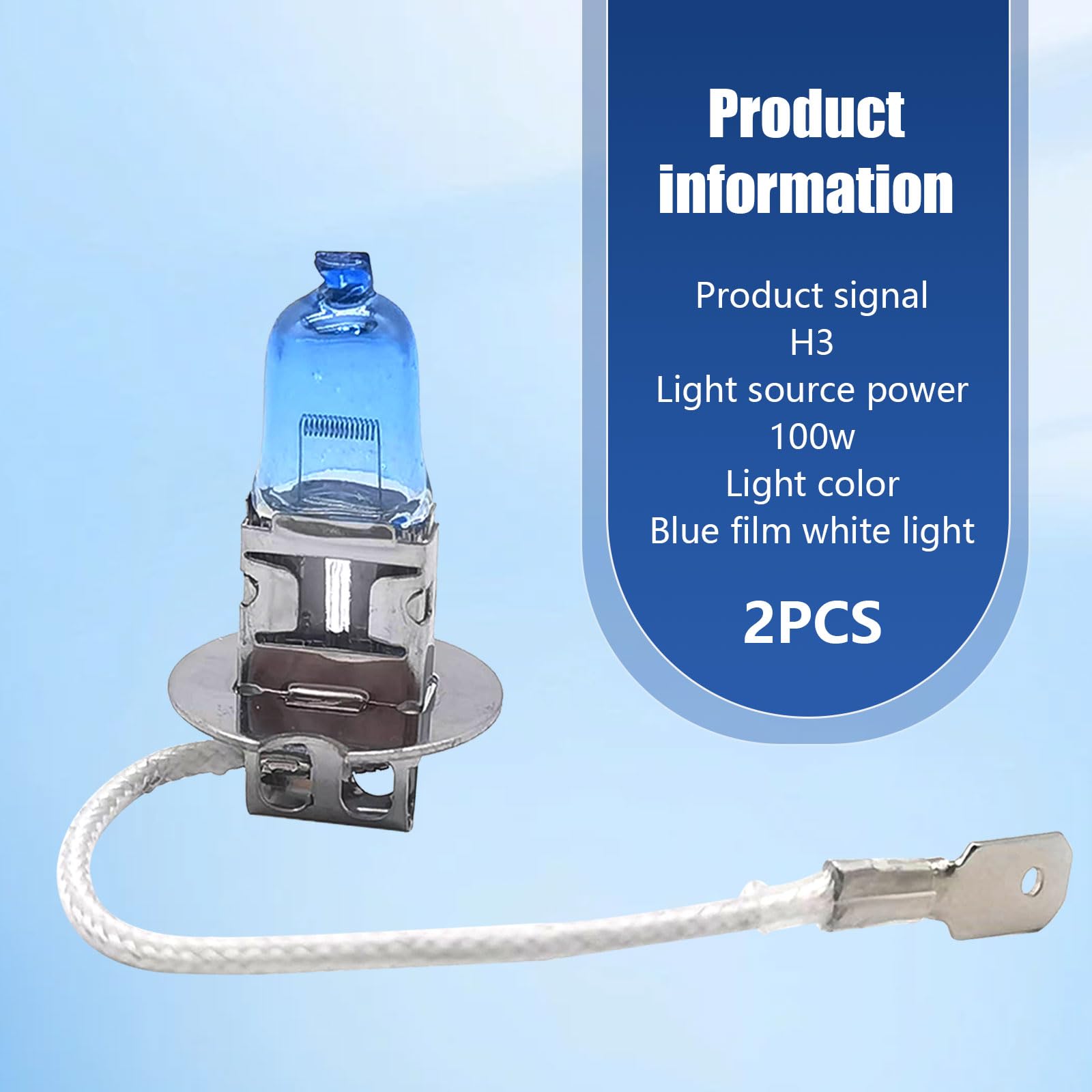 Flygun Halogen Bulbs, Quartz Driving Lights, 100W Front Fog Light, 2 PCS, White #H3, Model FUNLED1702WH-H3-2PS
