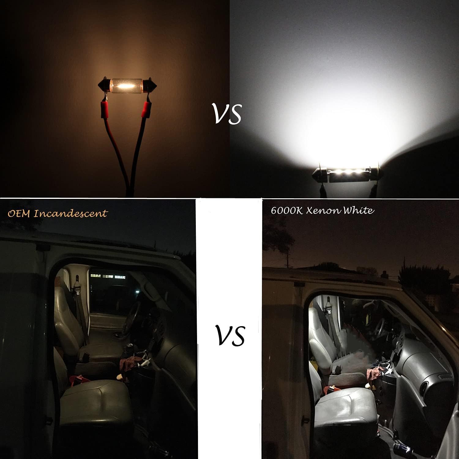 Alla Lighting 31Mm De3021 De3022 7065 Led Festoon Bulbs, 6000K Xenon White De3175 Can-Bus Interior Dome, Map, Trunk, Step Courtesy Lights Lamps