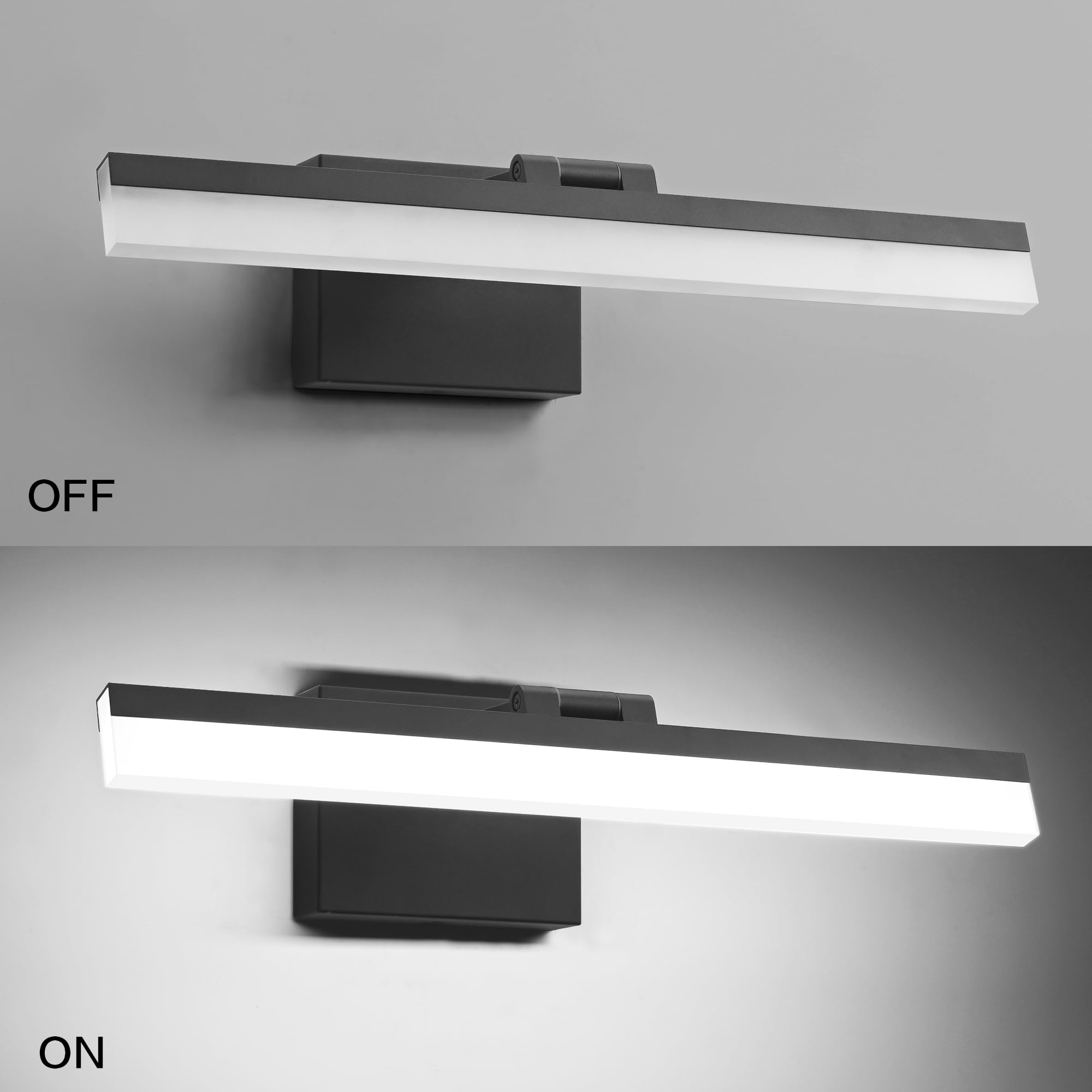 SOLFART 18-Inch LED Bathroom Vanity Light Fixture, Black, Aluminum, Model 8778-457mm-6000K-ND, Non-Dimmable