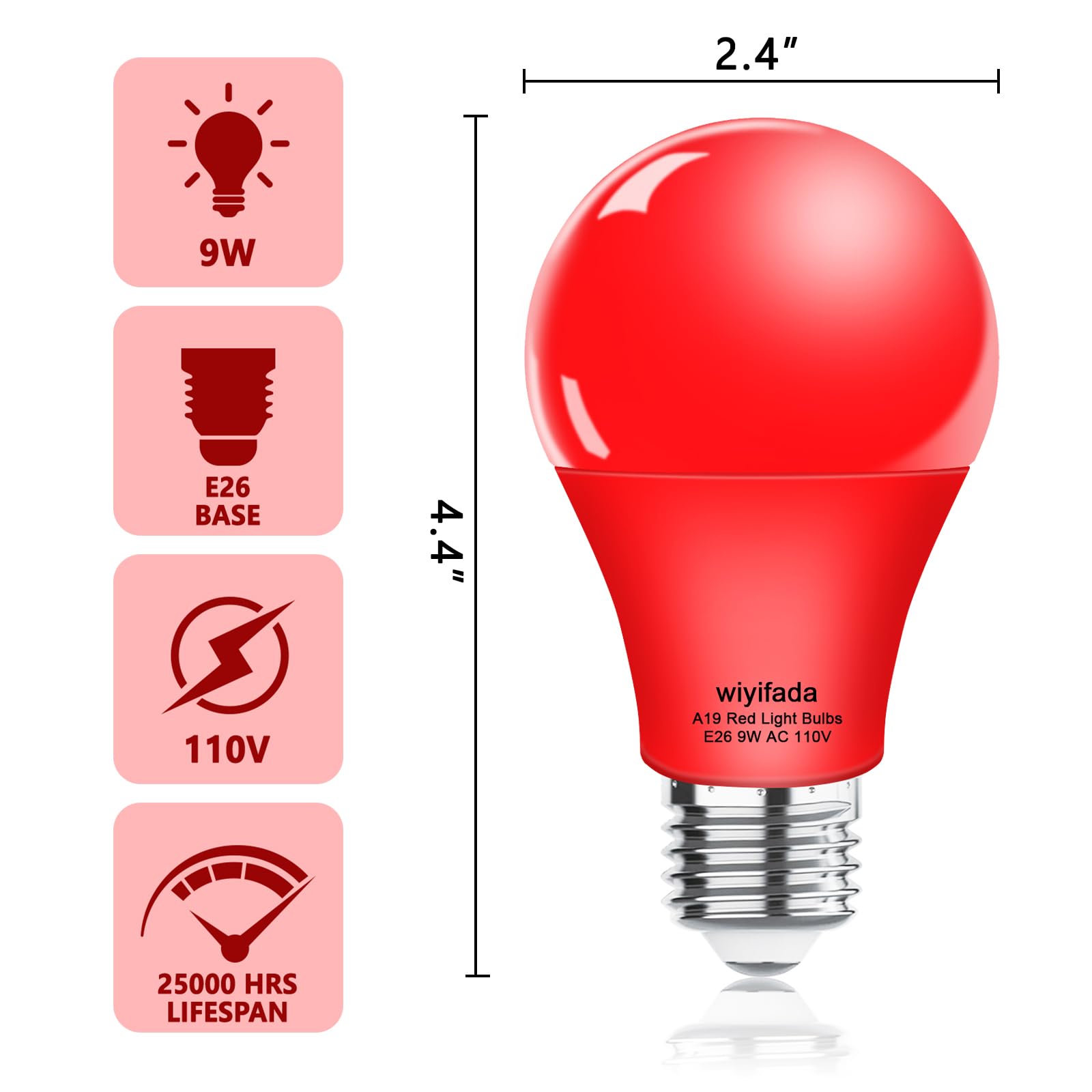 Gonhom 8 Pack A19 Led Red Light Bulbs,Christmas Colored Light Bulbs 9W Equivalent 100W,E26 Base Red Led Lights For Valentine'S Day, Thanksgiving Day,New Year, Holiday Lighting,Decorative Lighting