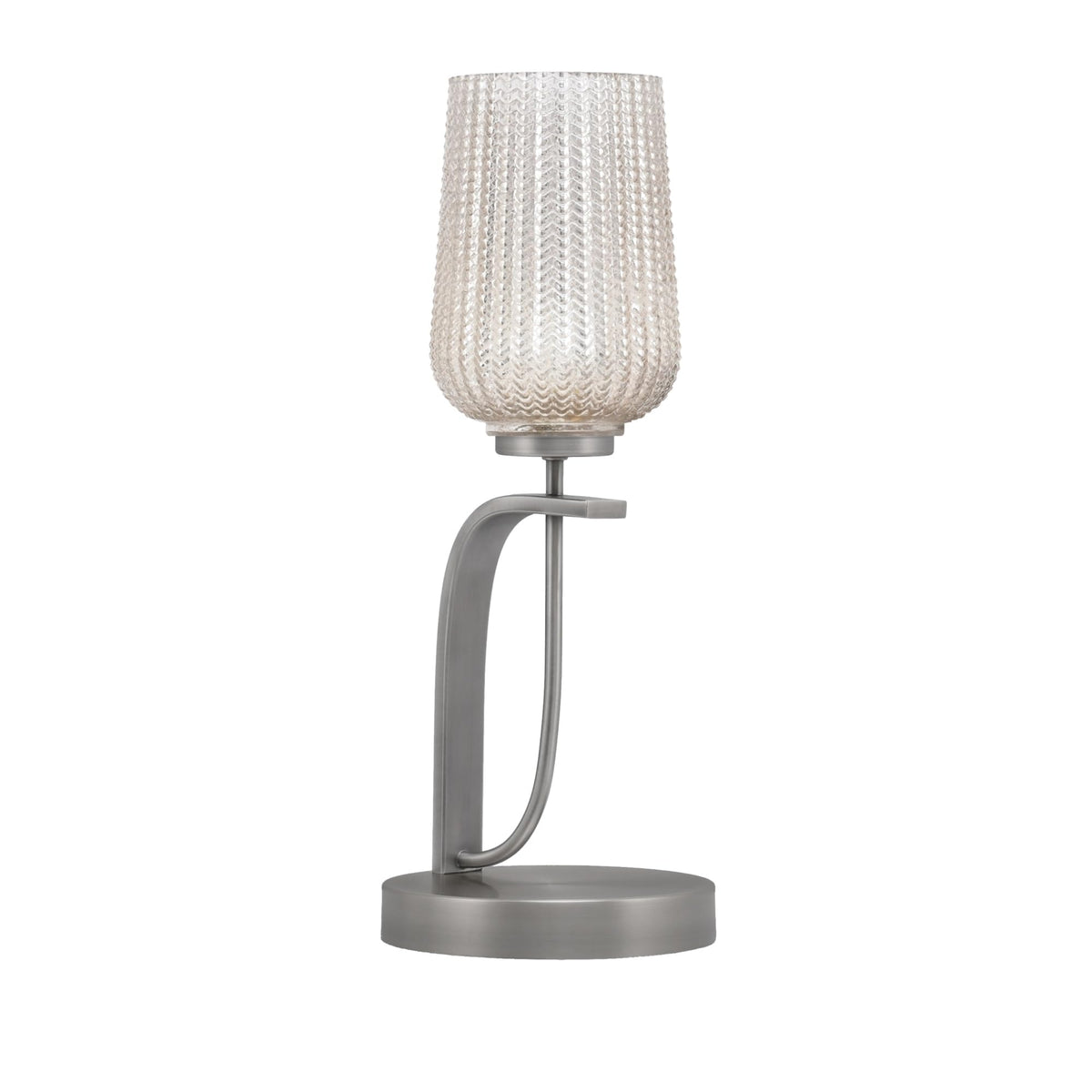 Toltec Lighting Cavella Accent Lamp, Graphite Finish, 5&quot; Silver Textured Glass