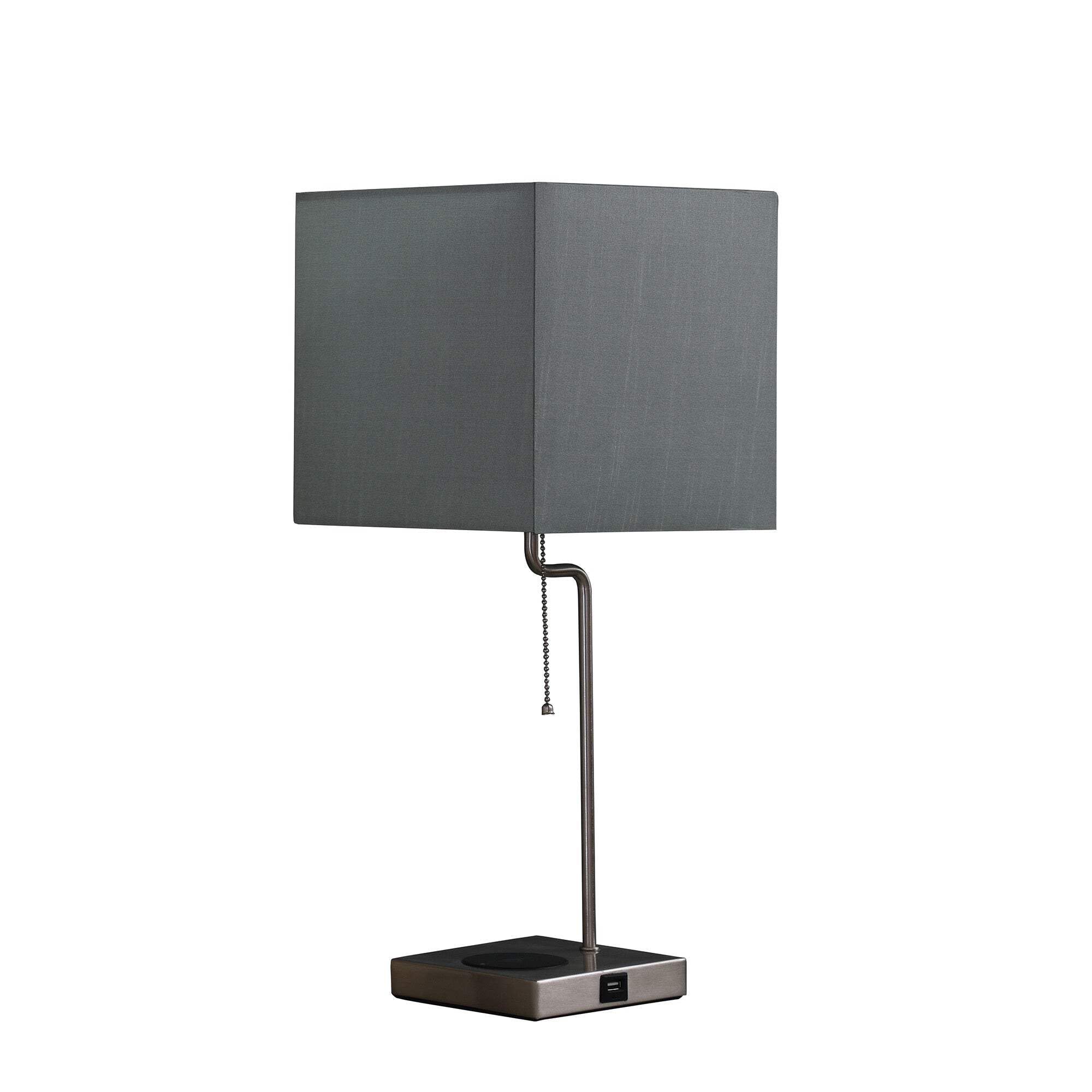 22 Industrial Square Metal Table Lamp with USB Port