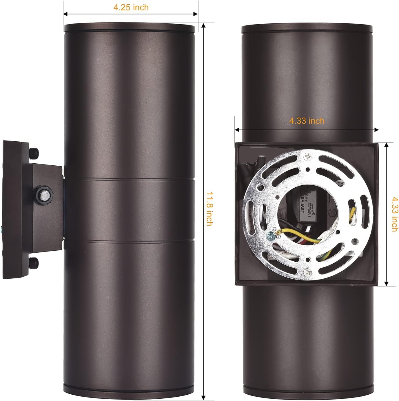 Rosykite Outdoor Wall Lights - Dusk To Dawn Modern Sconces, 2 Bulbs Included, Brown Aluminum