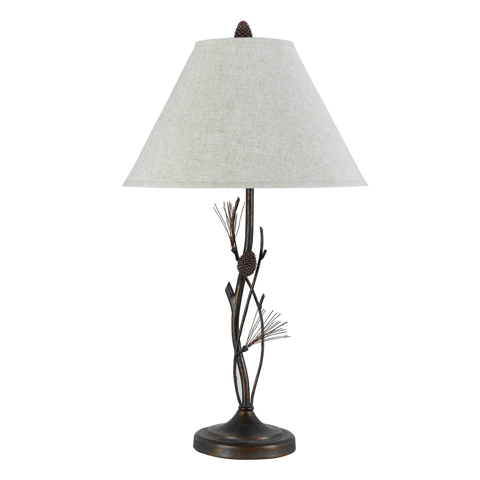 HomeRoots Metal Table Lamp with Empire Shade, 32 in., Rust & Gray