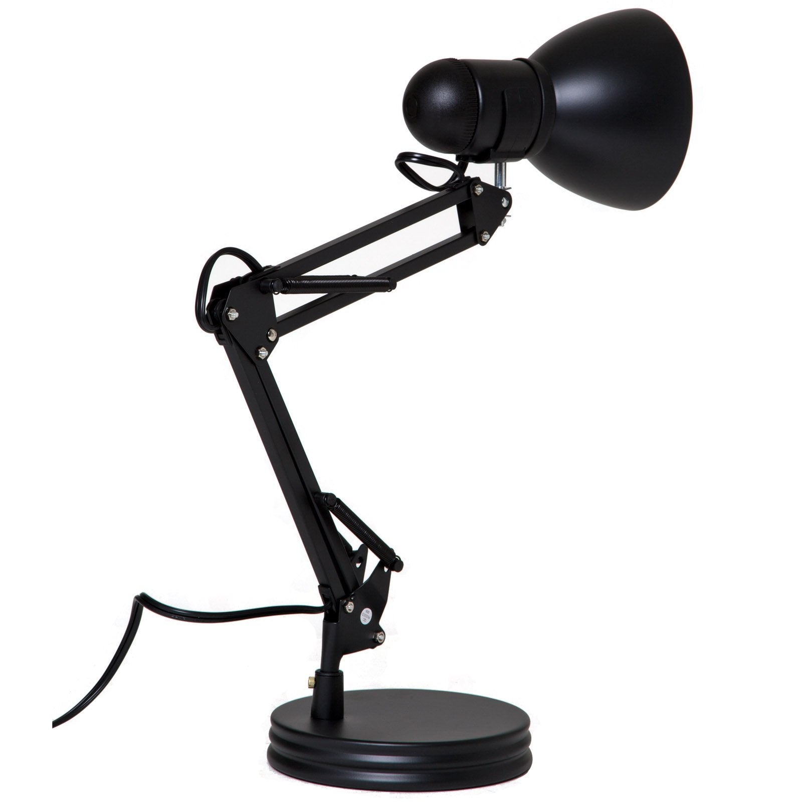 Boston Harbor Swing Arm Desk Lamp, Adjustable 60W, Metal, Black, Model TL-WK-134E-BK-3L