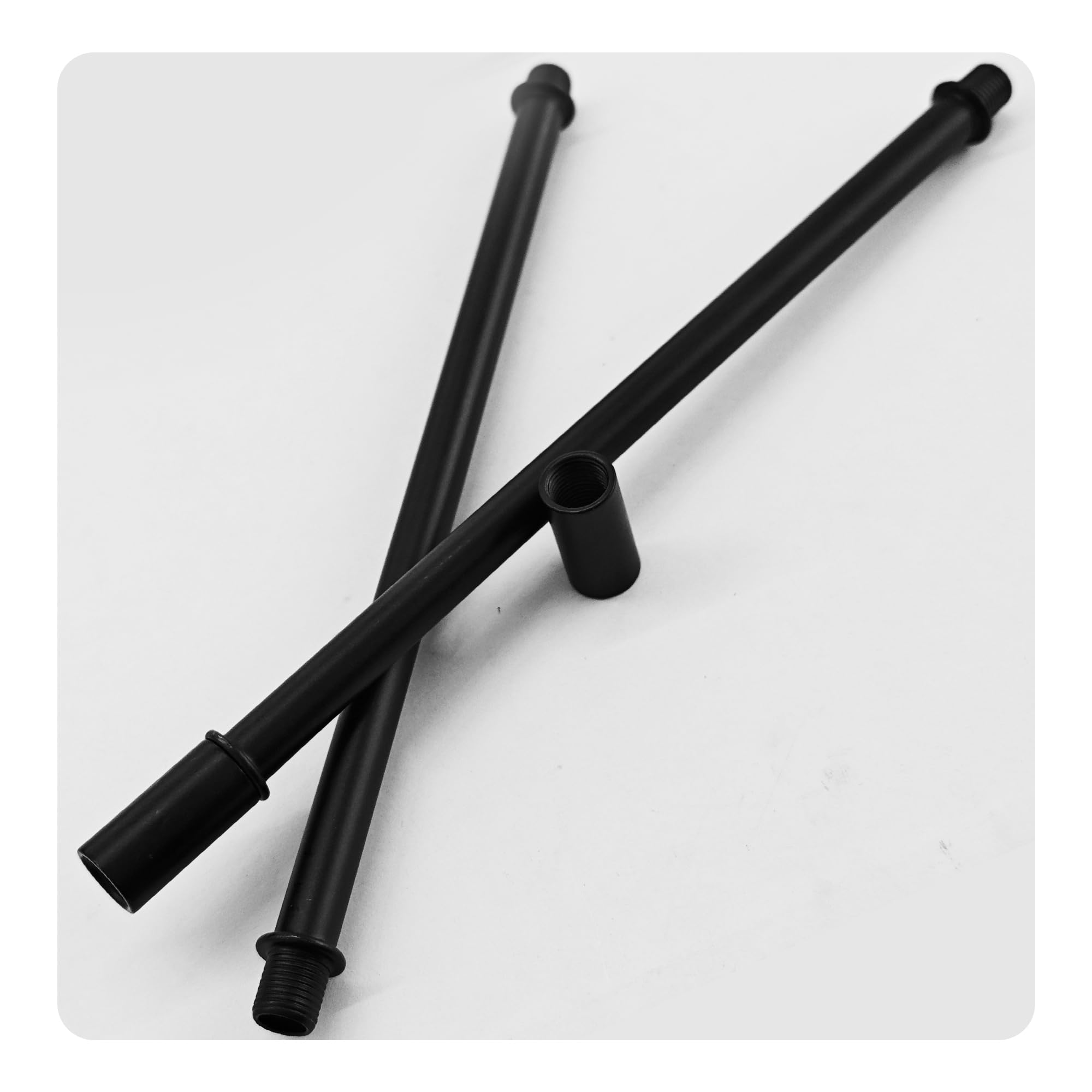 AUXBC 7.8” Straight Pipe Lamp Stem Kit - M10 Double End Threaded Rods for DIY Floor/Table Lamps & Ceiling Lights, Black