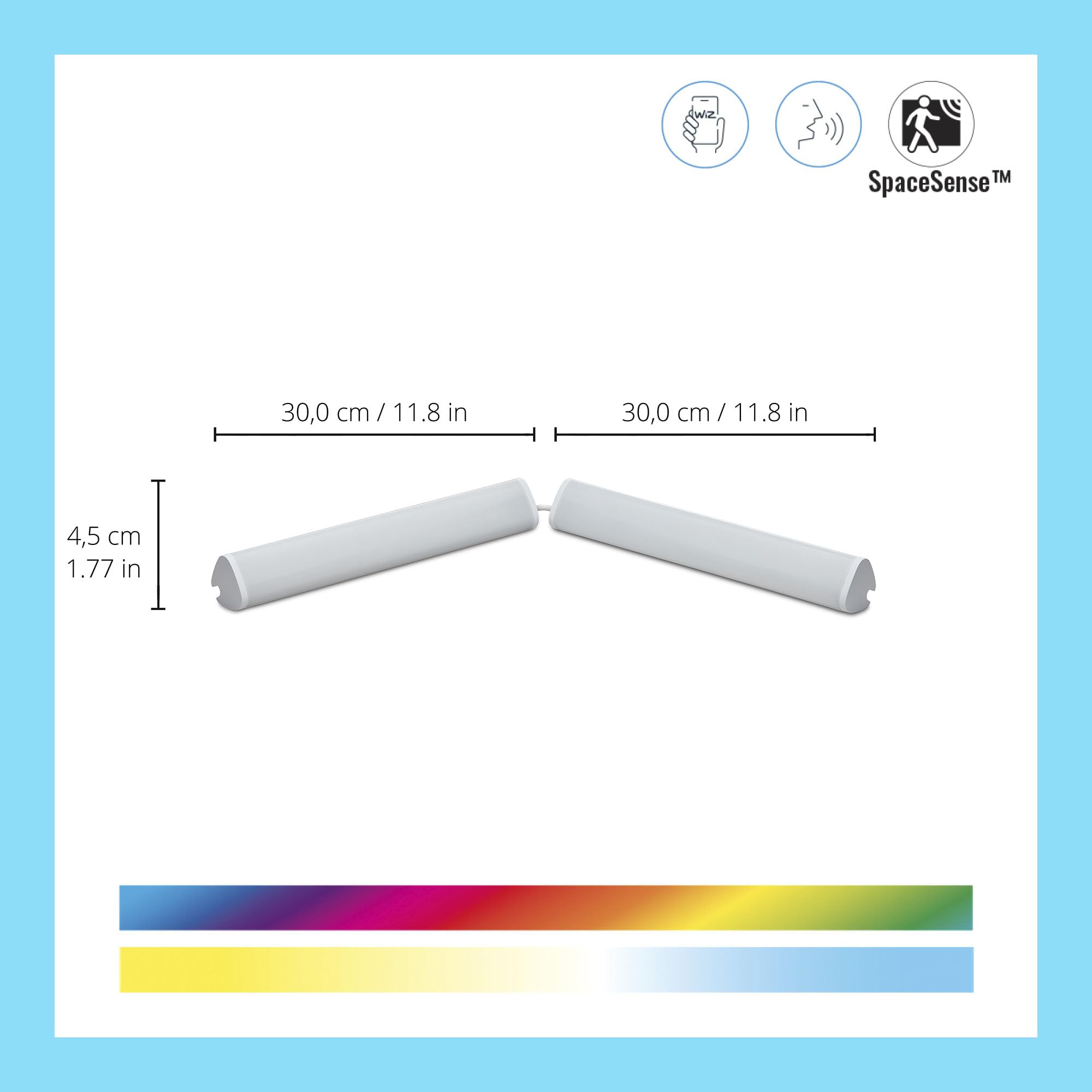 WiZ Connected Portable LED Light Bar, 1 Pack, Flowing Multicolor LED Color-Changing Light Bar For Your Smart Home, Compatible wi