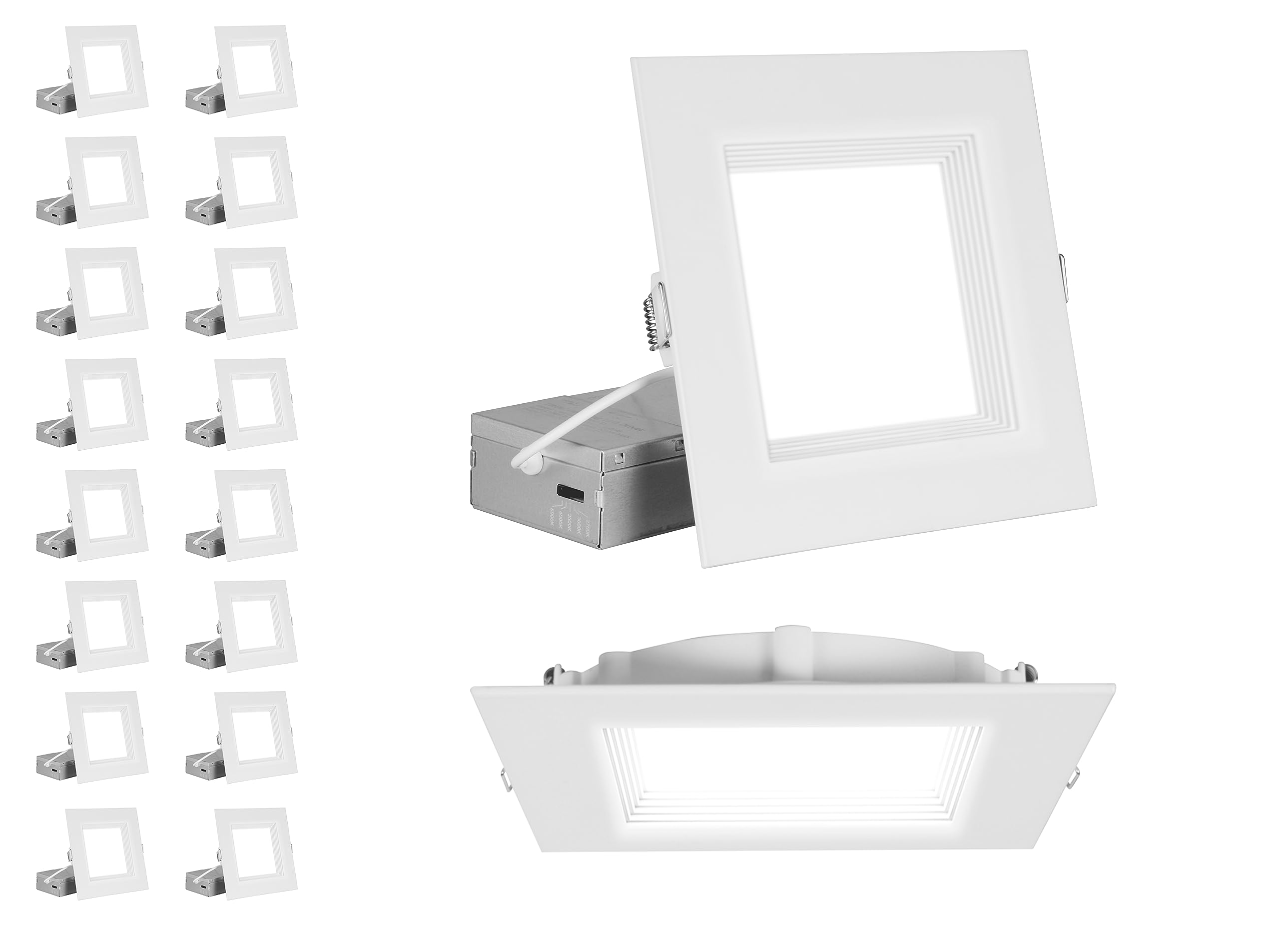 NICOR Lighting RELSR 6 in. Square Selectable Regressed LED Remodel Downlight (16 Pack) (REL61120SQRWH-16PK), White