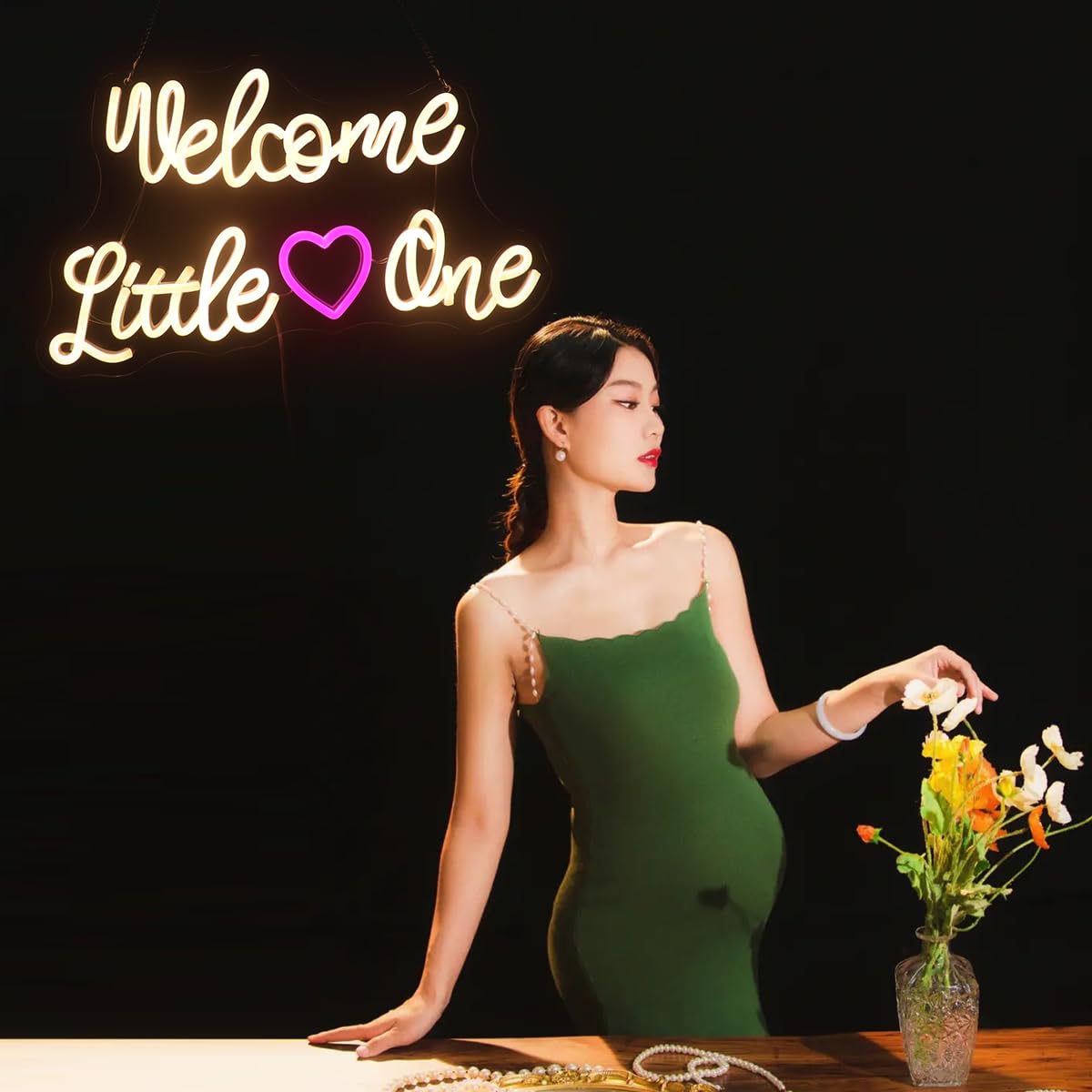 Nordstylee Neon Welcome Baby Sign, Acrylic, Warm White, Model NRLT240701005, Gender Reveal Party Decoration
