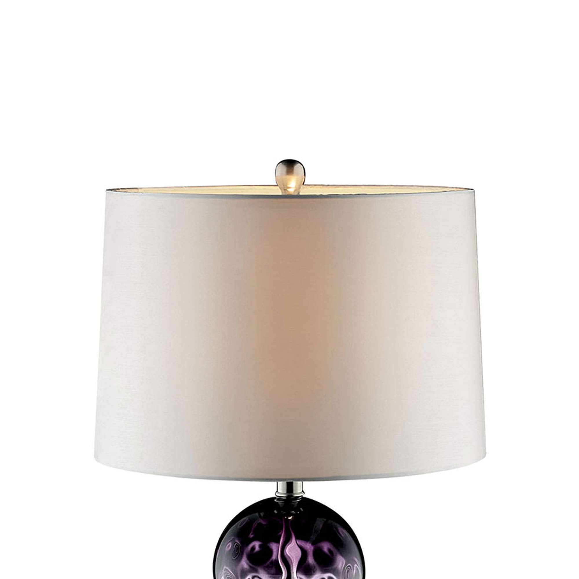 Benjara Table Lamp With Stacked Ball Base And Round Tier Support, Purple, Blue, Silver