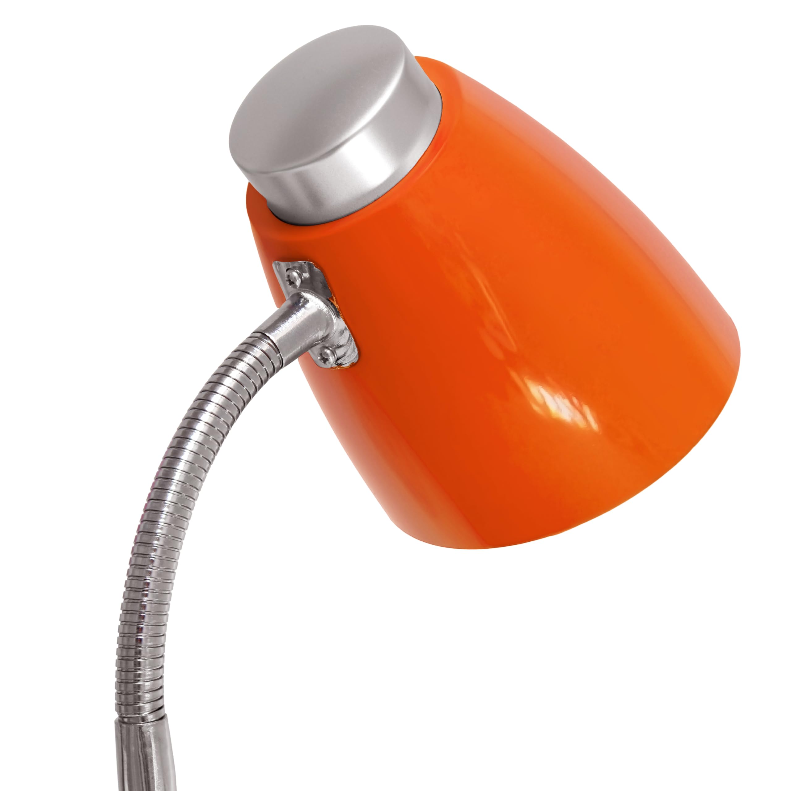 Simple Designs Gooseneck Desk Lamp With Ipad Stand, Abs Plastic, Orange, Model Ld1002-Org, Pack Of 1