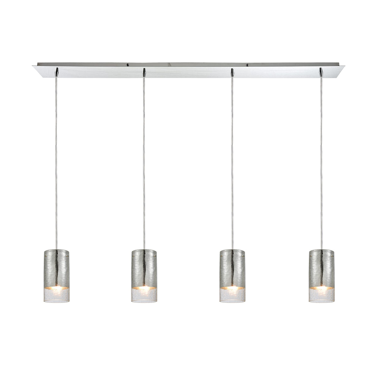 Elk Home Tallula 4-Light Mini Pendant, Polished Chrome & Clear Crackle Glass, Modern Style