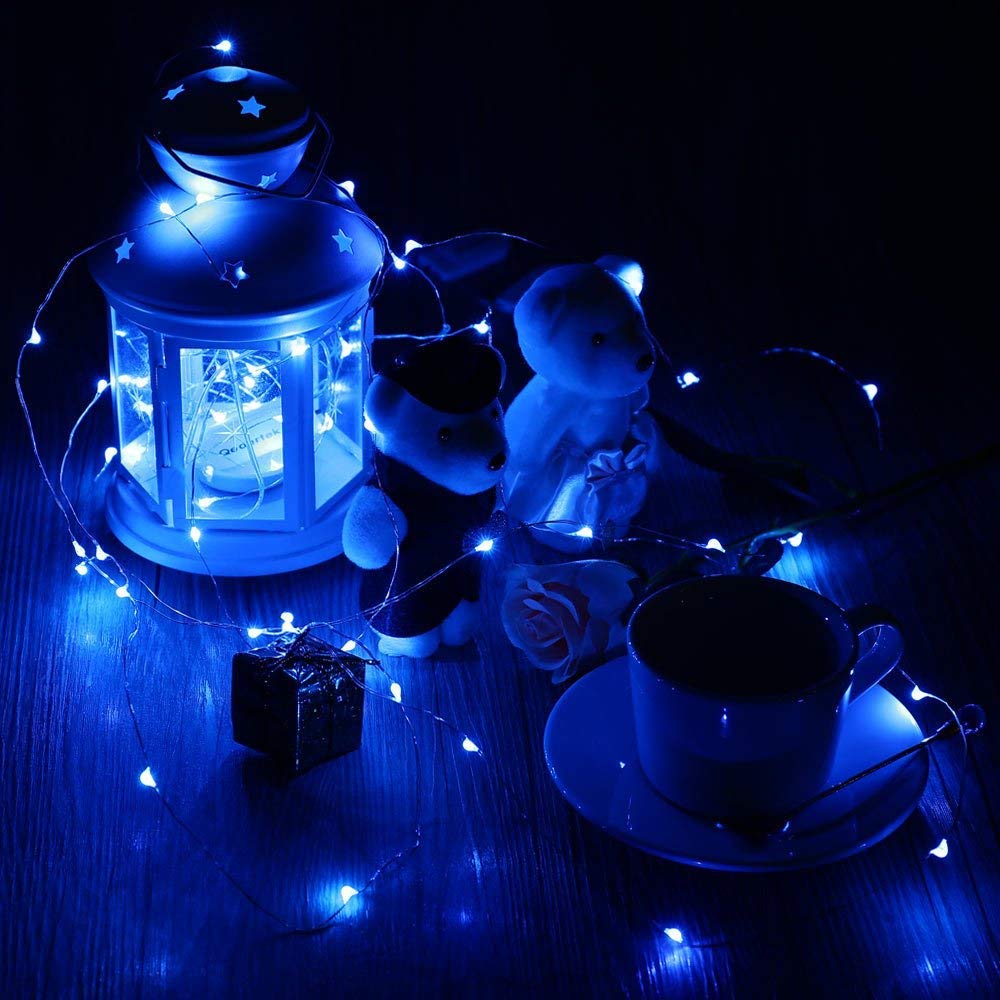 NiniTe LIGHTS 3 Pack Fairy Lights, 20 LED, Battery Operated, 6.6ft, Copper Wire, Blue - Ideal for Wedding, Party, Festival, Halloween, Christmas