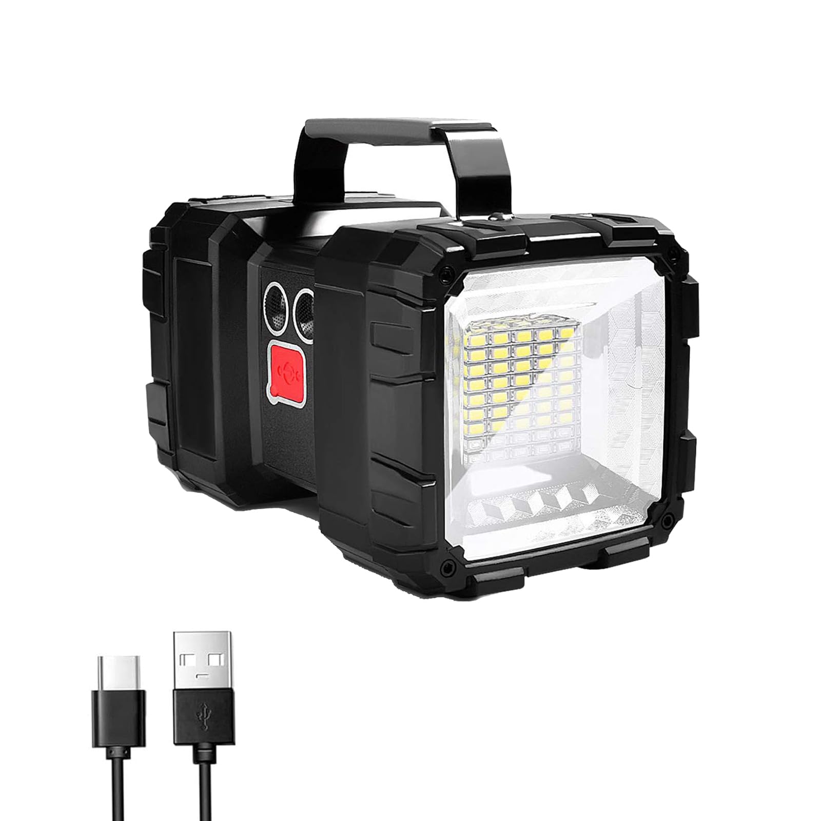 LETOUR LED Spotlight Flashlight, Rechargeable 200000L 10000mAh, 3+4 Light Modes, Waterproof, Black, Model LT-W846, XXX-Large