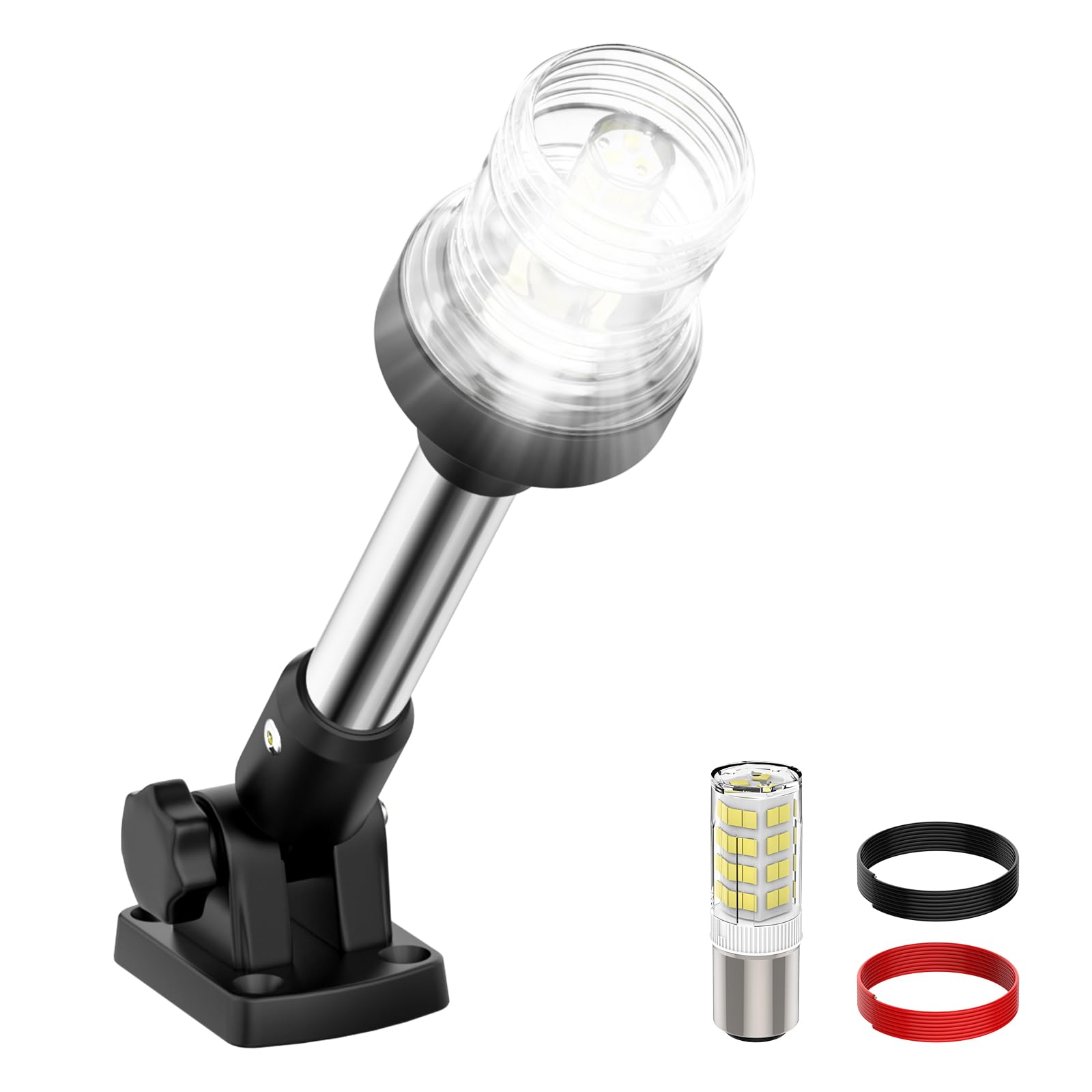 SCYONBARCO 9 Inches Anchor Light Stern Lights for Boats LED Waterproof IP67  White Fold Down Rear Boat Navigation Lights  3NM Visible Boat Running Light LED Marine for Pontoon  Jon Boats (12-24V)