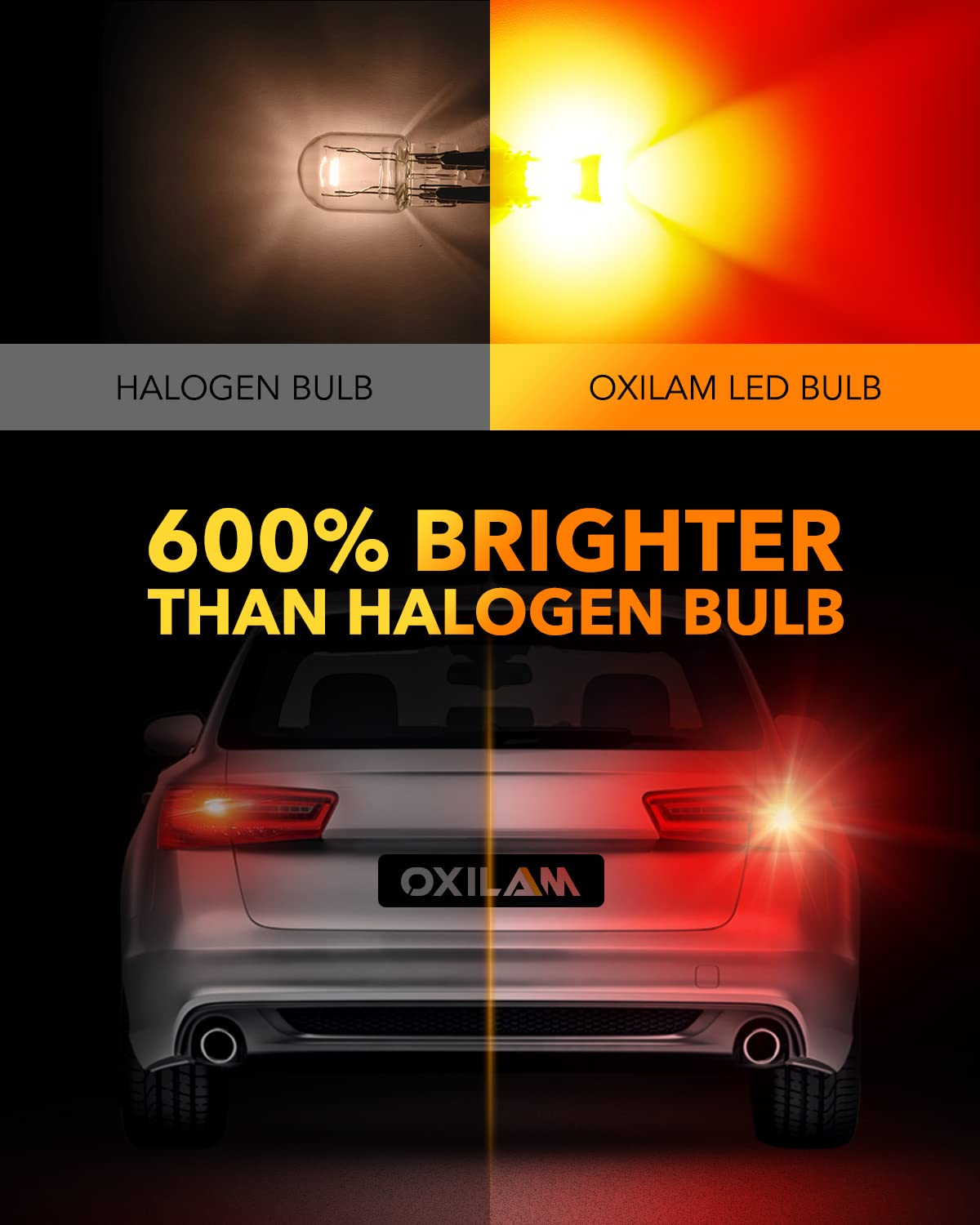 Oxilam 7443 Led Brake Lights, 4000Lm Brighter, Aircraft Grade Aluminum, Brilliant Red, Pack Of 2